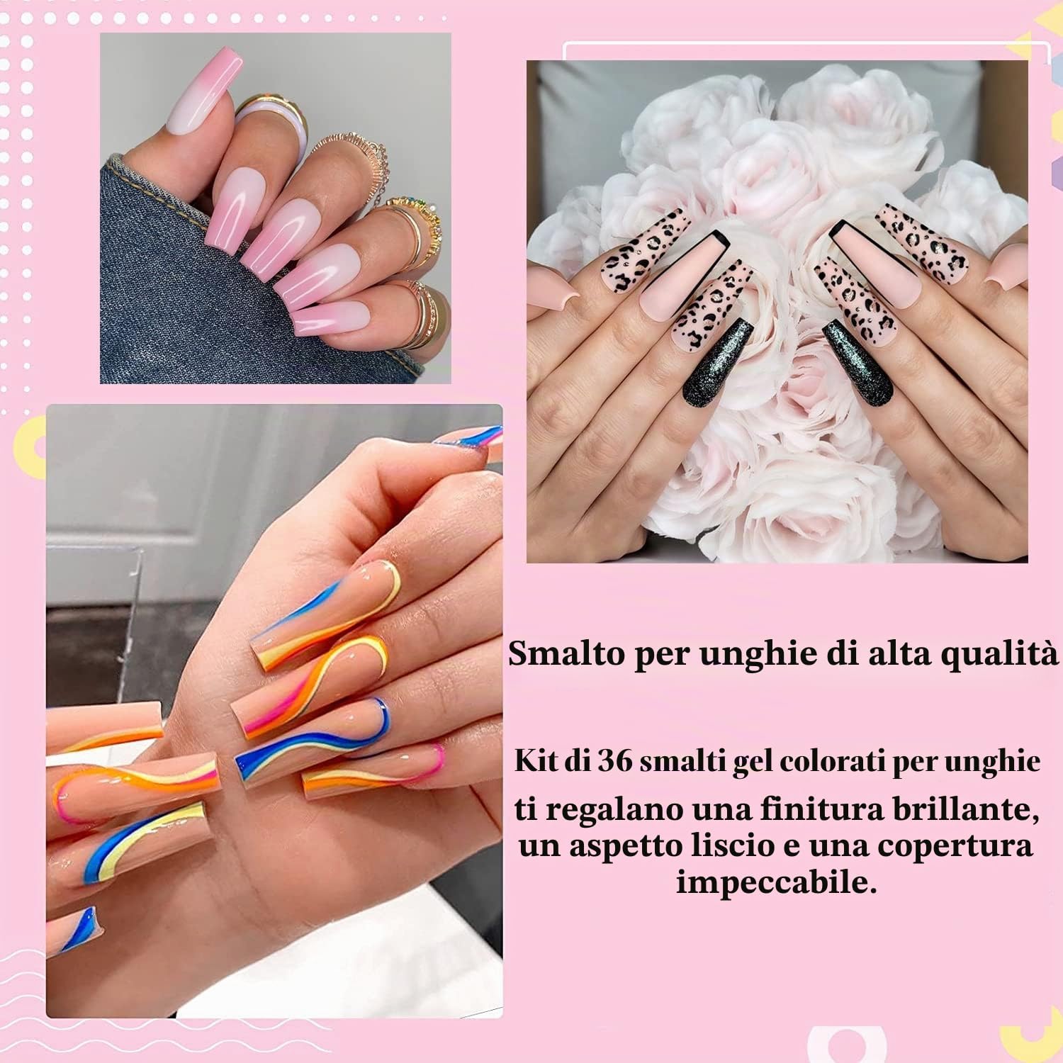 Detalle de GOFLORDEN Smalto Unghie UV/LED semipermanente 36 colori (38 pz) per nail art