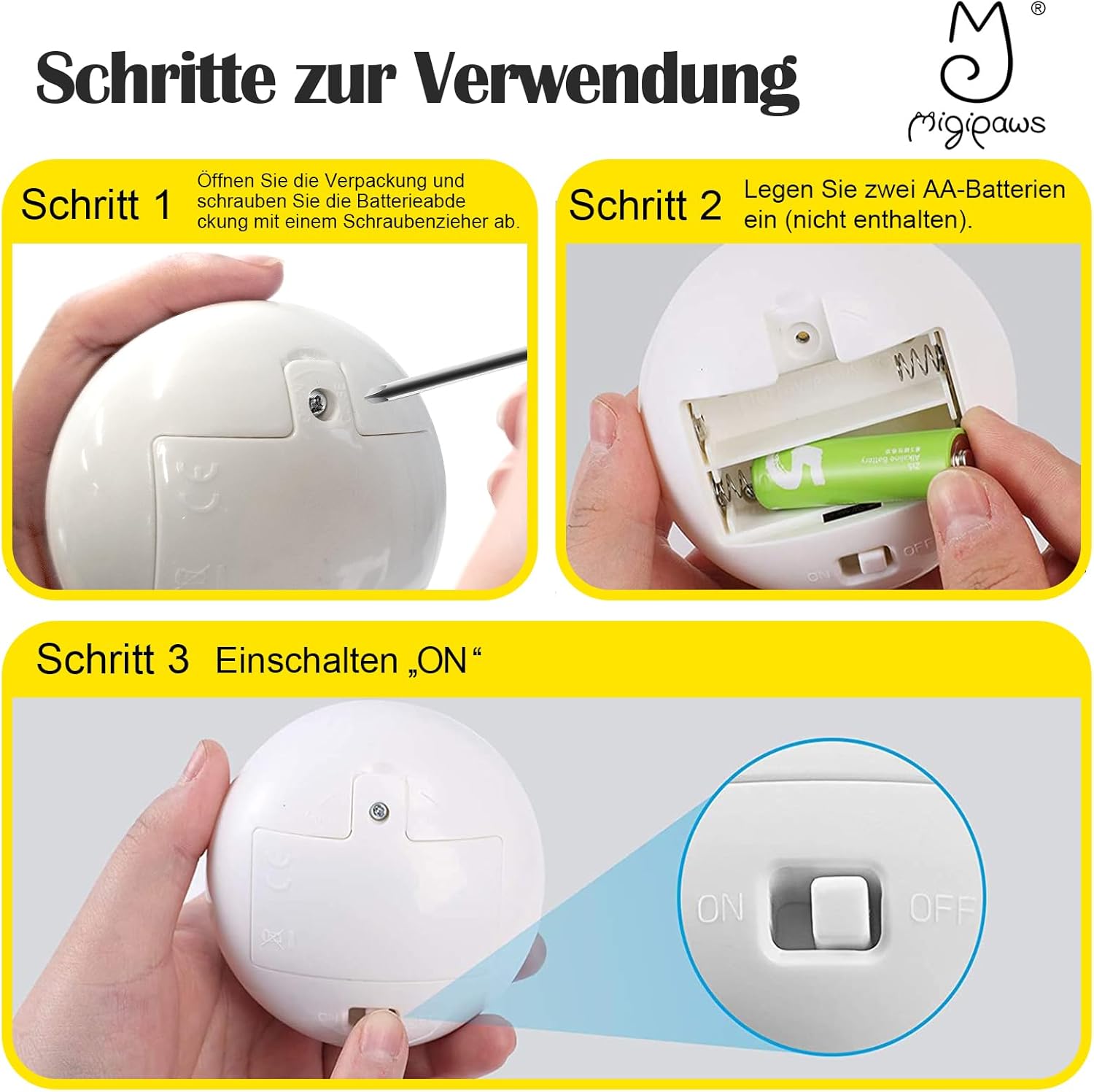 Detalle de Migipaws Katzenspielzeug – Elektrisches interaktives Schmetterling- und Federenspielzeug mit 360° Kugeldrehung