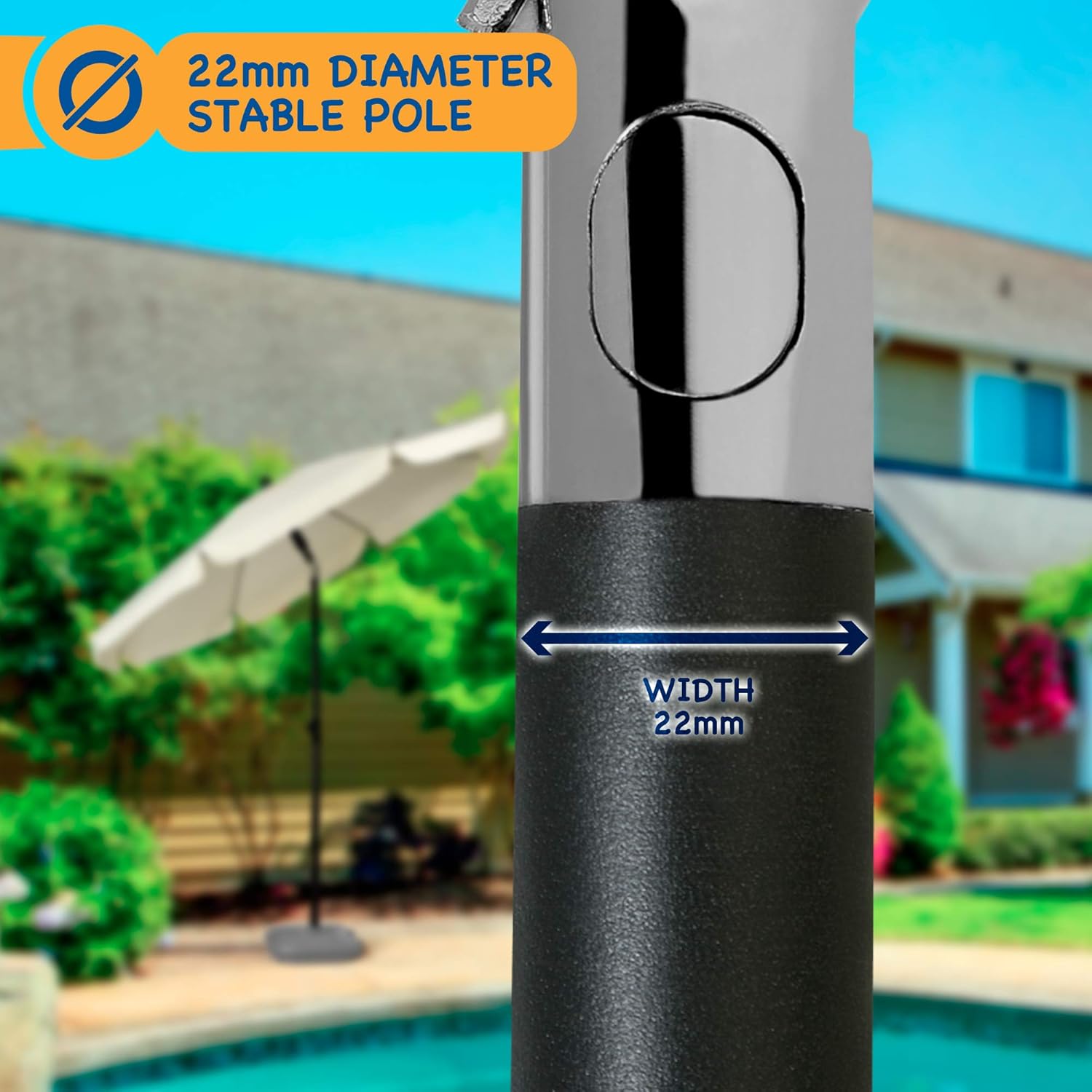 Thumbnail 1 de SUNMER 2M Beach Umbrella (Large Tilting) – Ivory, water-repellent & UV-protective parasol with 2-piece steel pole