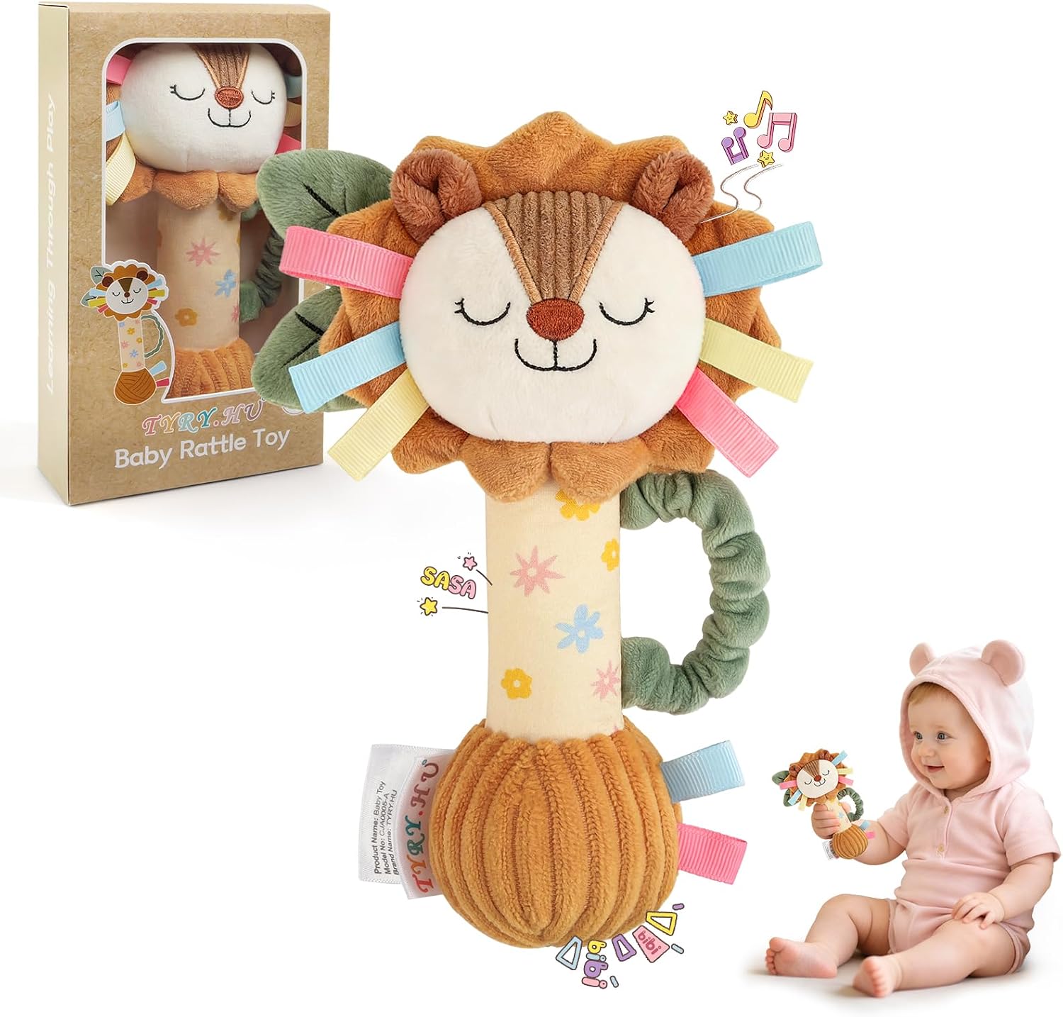 Detalle de TYRY.HU Plush Lion baby rattle toy