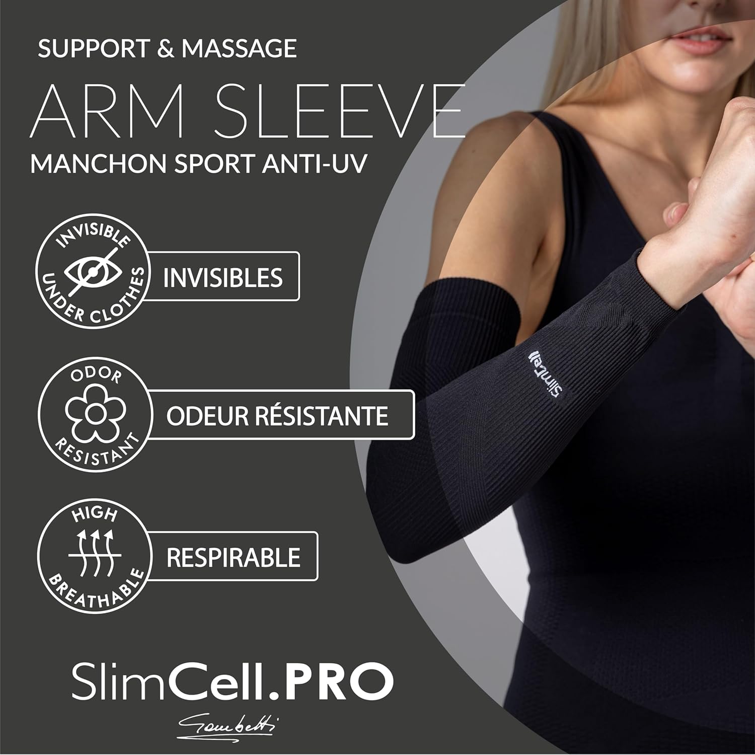 Thumbnail 2 de SlimCell Gambetti Manchon de Compression Sport Unisex – Support Musculaire et UV pour Running, Cyclisme et Plus
