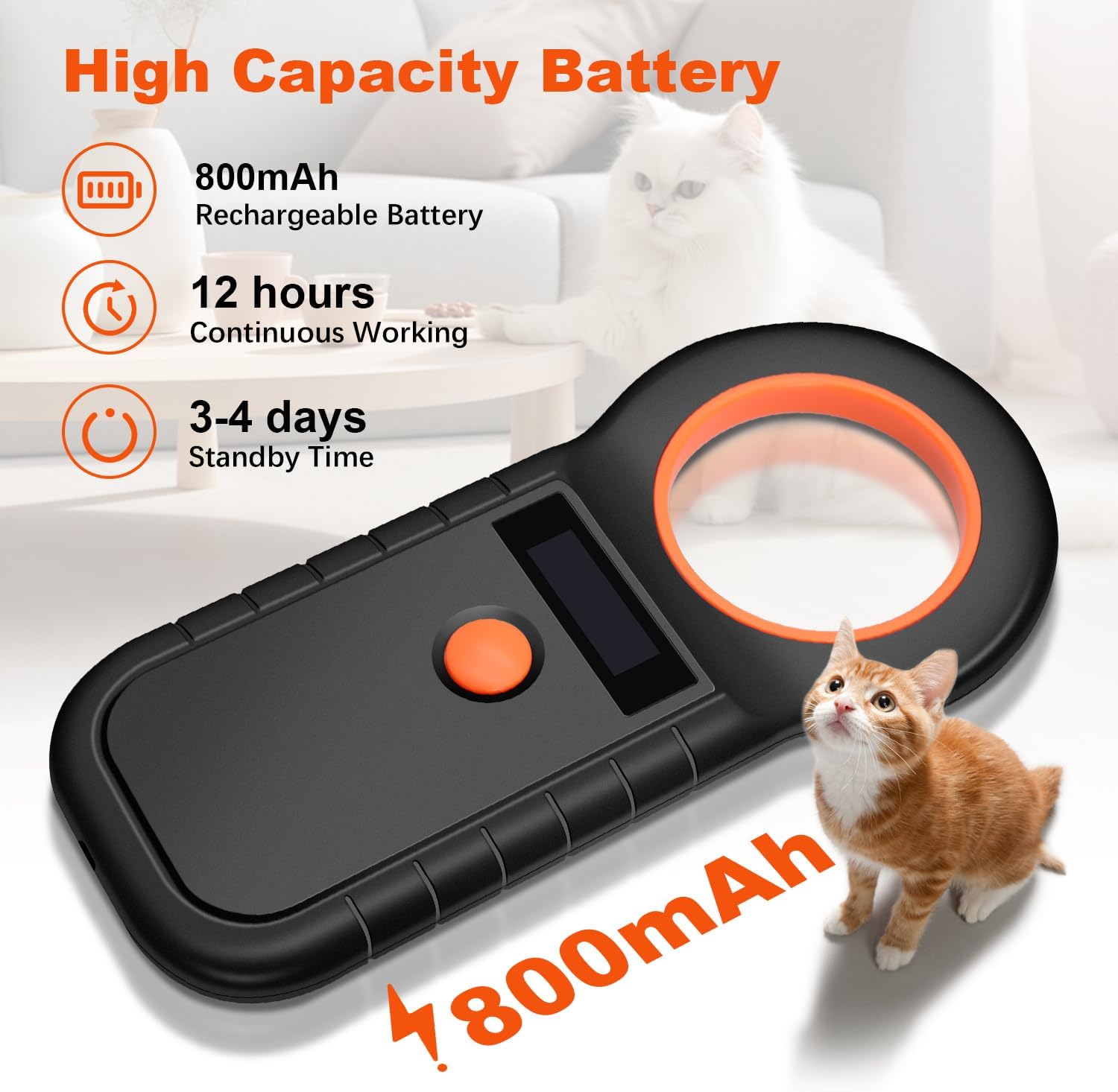 Detalle de Quevati Pet Microchip Scanner with OLED Display (USB rechargeable microchip reader)