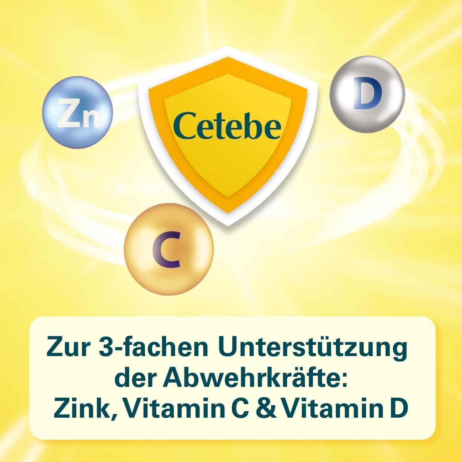 Detalle de Cetebe Abwehr plus – Nahrungsergänzung zur Unterstützung des Immunsystems mit Vitamin C, Vitamin D und Zink (ZEITPERLEN) – 120 Kapseln