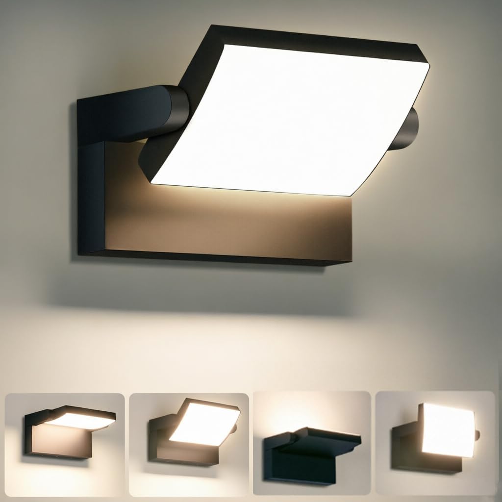 Detalle de GXXG 40W Applique da Parete Esterno con LED 4000LM, Angolo Regolabile 350°, 108 LED, IP65, Nero/Bianco Naturale 4000K