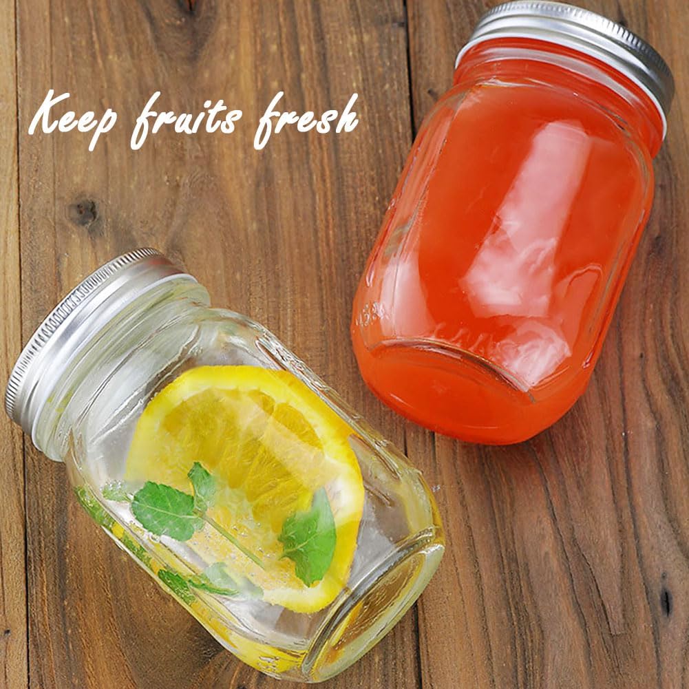 Detalle de Showvigor 2-Pack Regular Mouth Mason Jars (16oz) with Airtight Lids for Canning, Meal Prep & Preserving