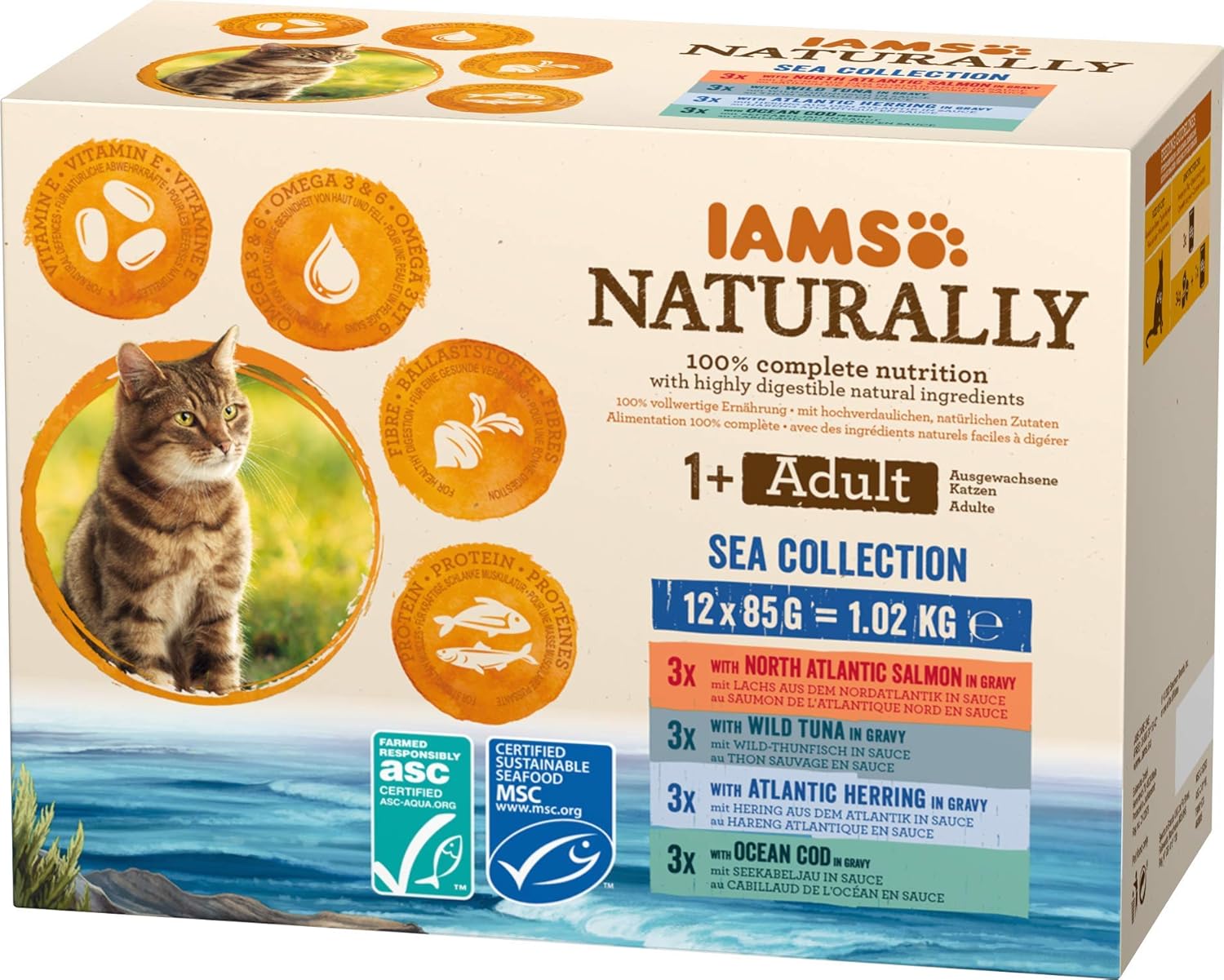 Detalle de IAMS Naturally Cibo Umido per Gatti in Salsa Sea Collection – 12x85 g, con pesce per gatti adulti