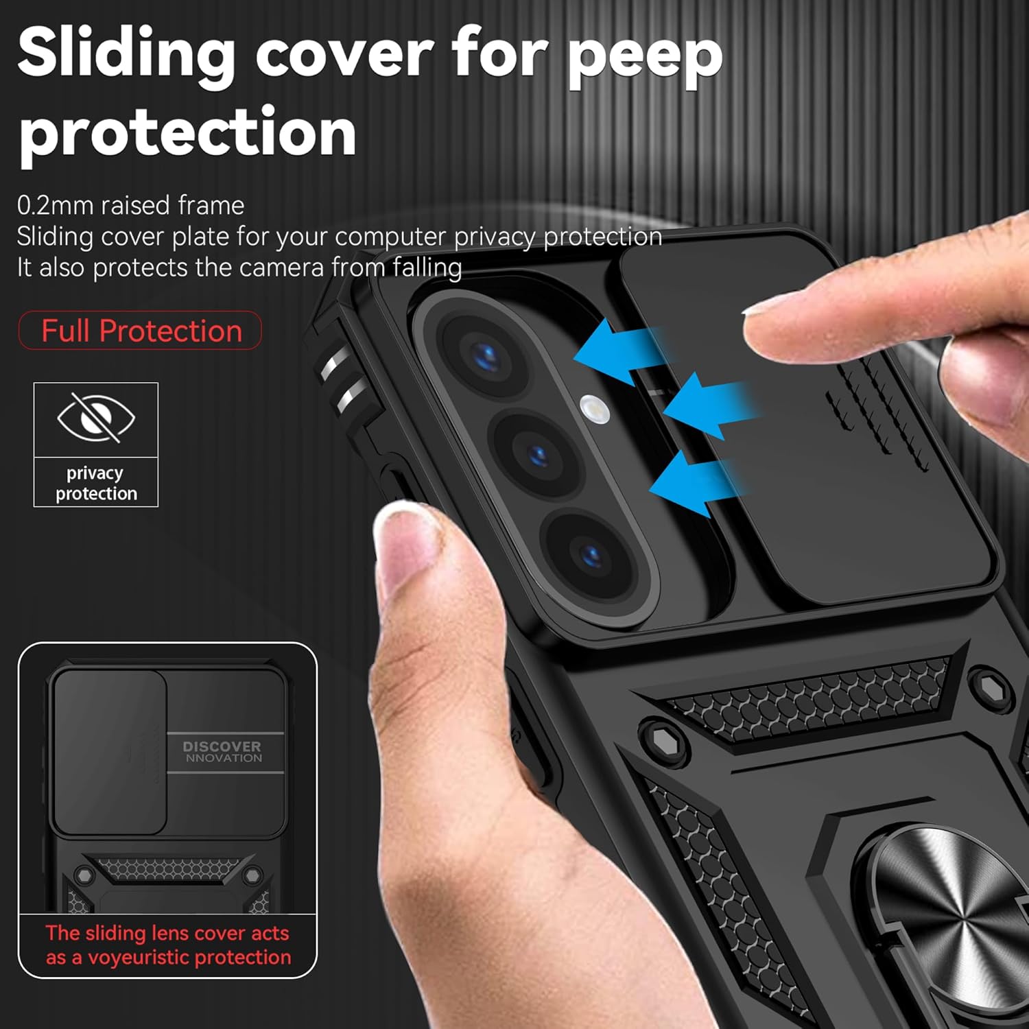 Thumbnail 3 de ANLYGOLD Coque Galaxy A57 5G avec 2 Verre Trempé et Couvercle Coulissant de Caméra – Protection renforcée et Support 360°