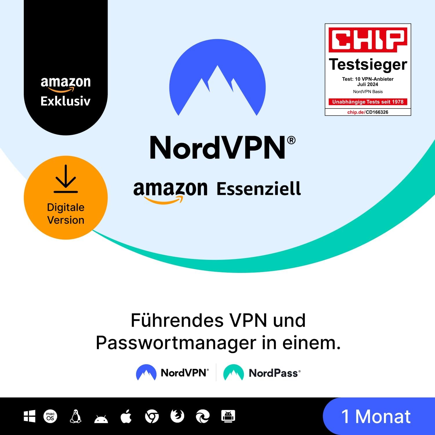 Detalle de NordVPN Plus – 1 Jahr Bundle mit VPN- und Passwort-Manager-Software (Digitaler Code)