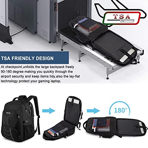 Thumbnail 4 de Sac à Dos Homme Grand 55L 18,4 Pouces USB Anti-Vol Imperméable – PUSLOM Noir