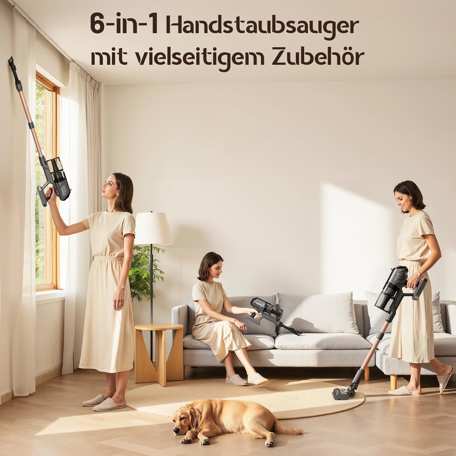 Thumbnail 4 de Akku Staubsauger 45000 Pa, 60 Min Laufzeit, 1,9 kg leicht – kabellos, 6-in-1 mit LED & Anti-Tangle-Bürste