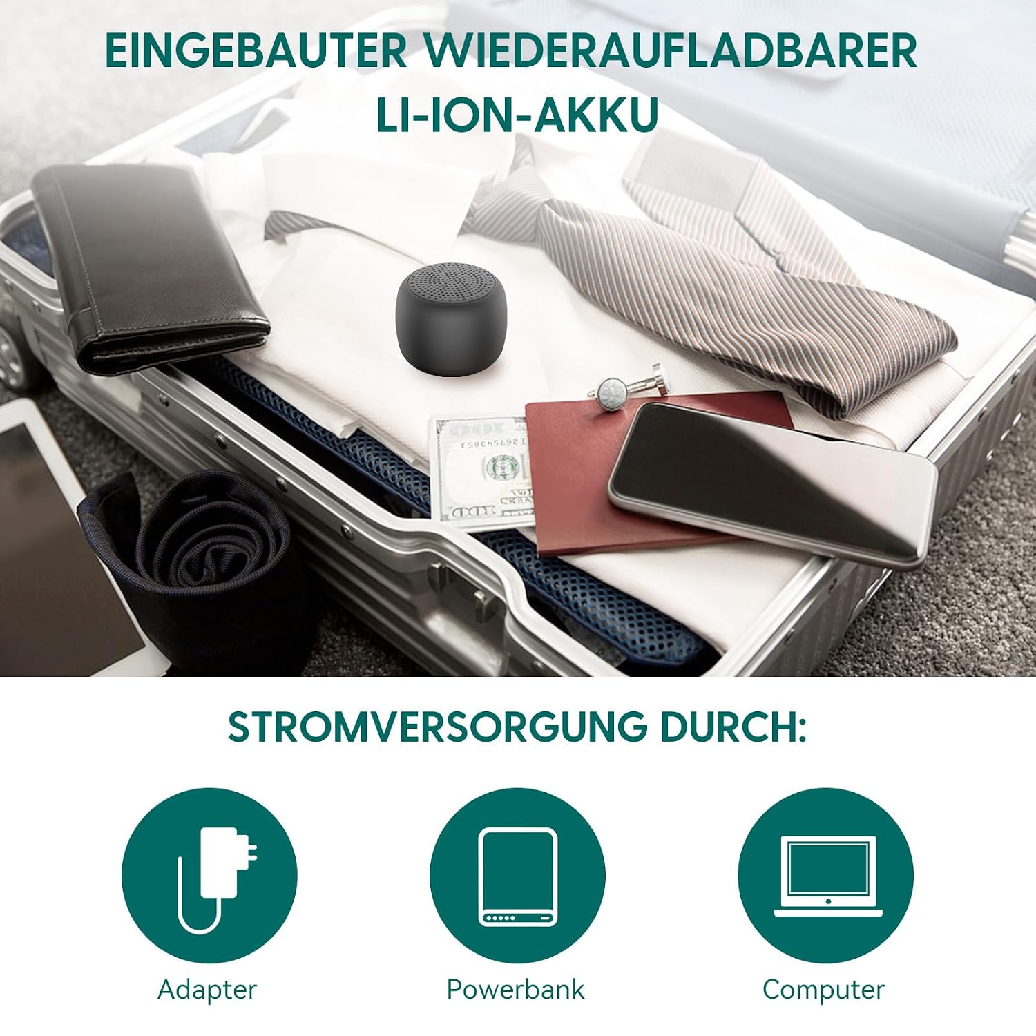 Detalle de Babelio Babelio Mini-Soundmaschine (weiß) – weiße Rauschmaschine mit Timer, 15 Sounds ohne Schleife, tragbar & wiederaufladbar (schwarz)