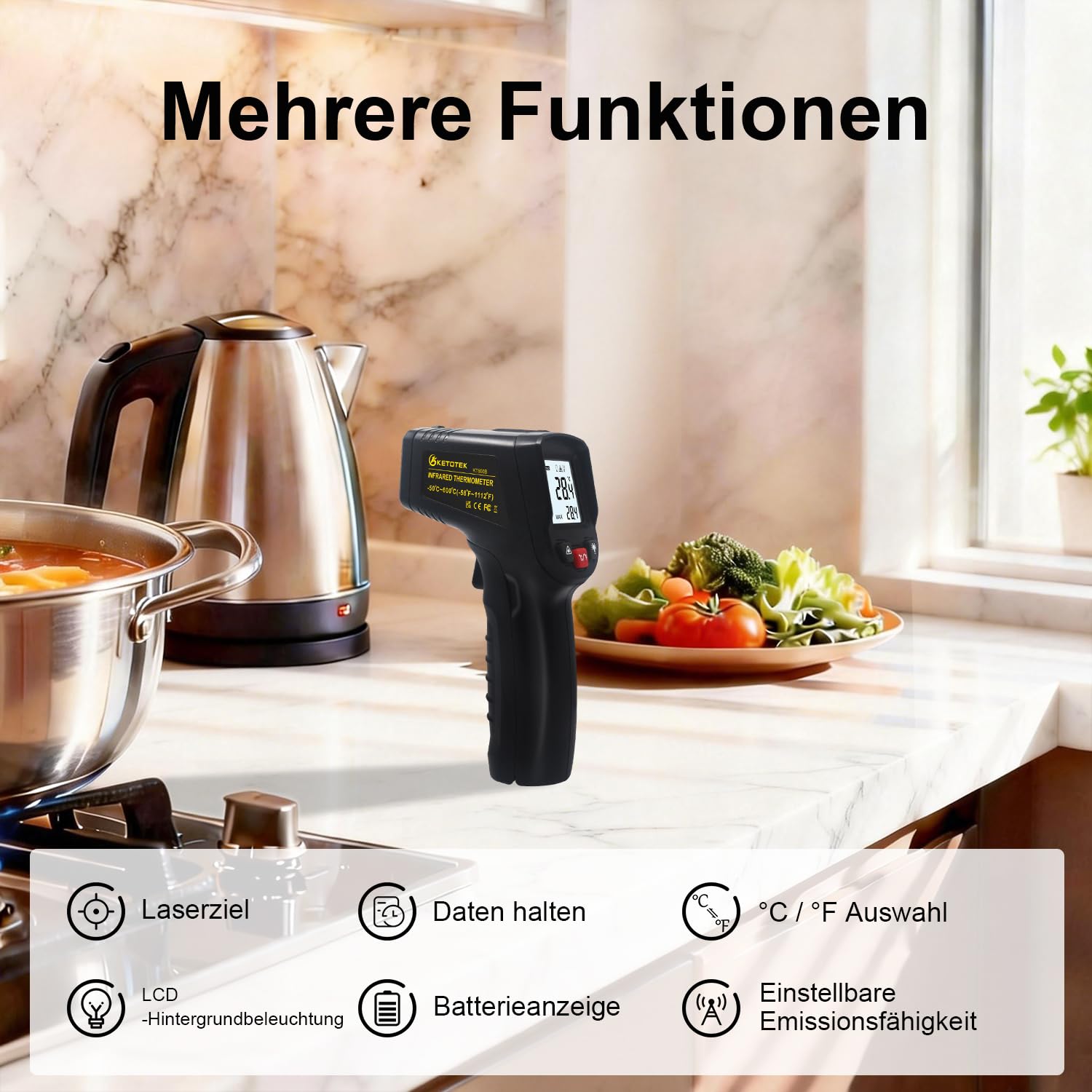 Thumbnail 1 de KETOTEK Infrarot Thermometer 50–600°C