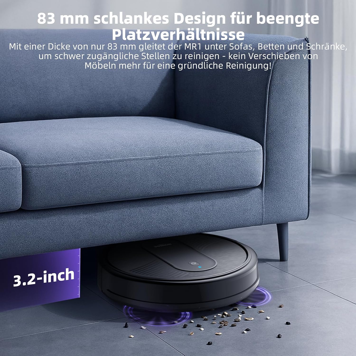 Detalle de MONSGA Saugroboter mit Wischfunktion 4000PA – 3-in-1, App-Steuerung, 140 Min Laufzeit