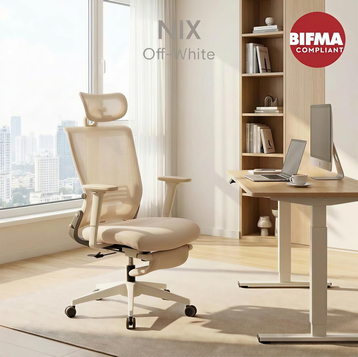 Detalle de FLEXISPOT Foldex: sedia ergonomica pieghevole per home office con poggiapiedi, poggiatesta 3D e supporto lombare