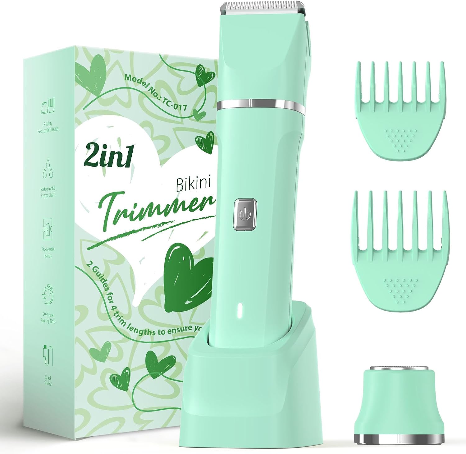 Detalle de Risina Bikini Trimmer for Women: Gentle Dual-Head Electric Shaver for Private Areas