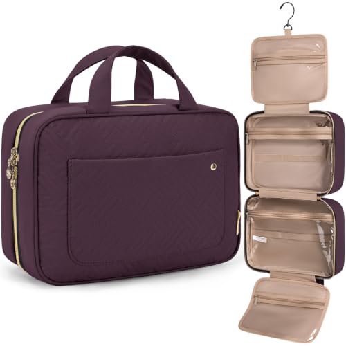 Detalle de BAGSMART Hanging Toiletry Bag Travel Large Capacity (Medium-Crimson Purple) by bagsmart