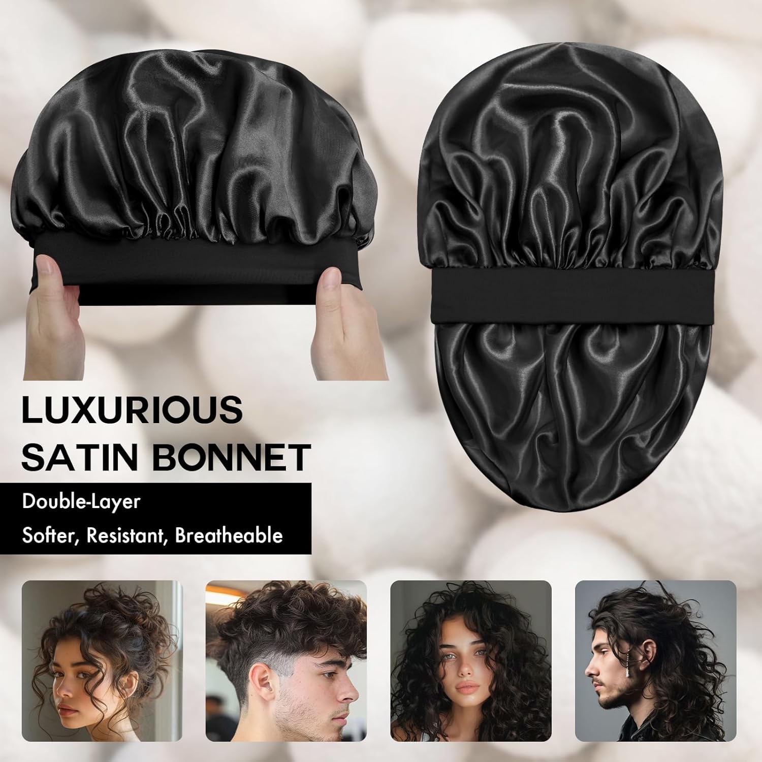 Detalle 2 de Doitory Satin Silk Bonnet for Sleeping