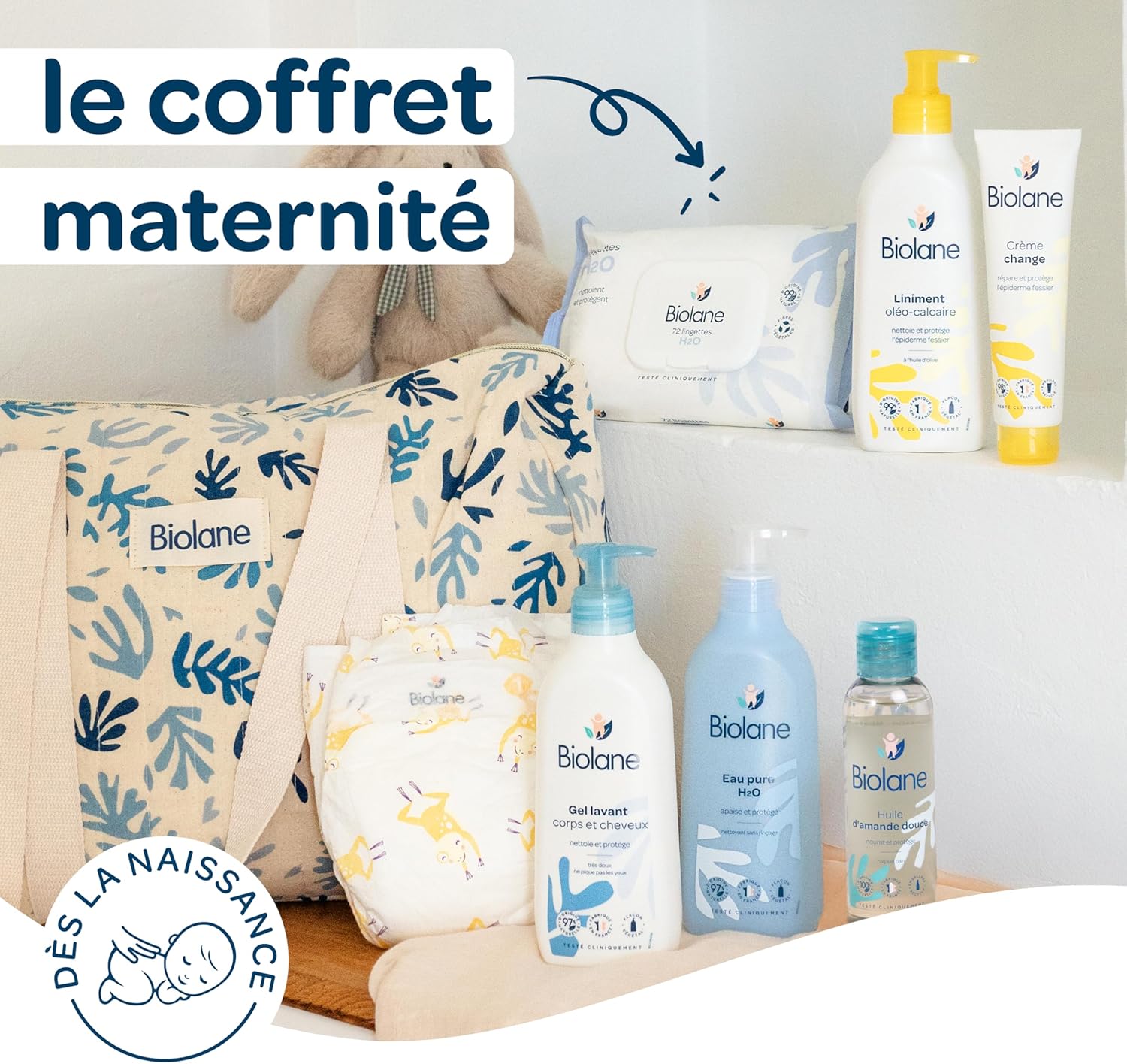 Thumbnail 1 de Coffret Maternité Biolane – Kit soins bébé naissance avec sac à langer et couches + lingettes H2O