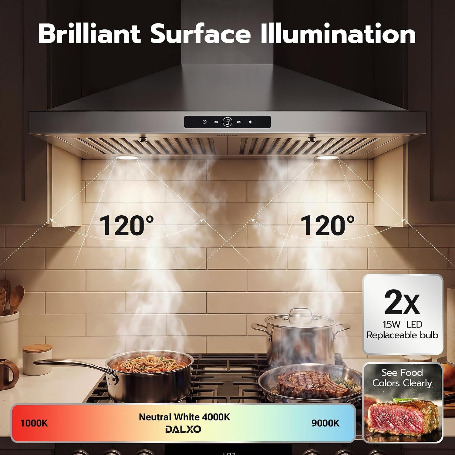 Thumbnail 6 de Dalxo RP06 24-Inch Wall-Mount Range Hood, 390 CFM, Touch Control