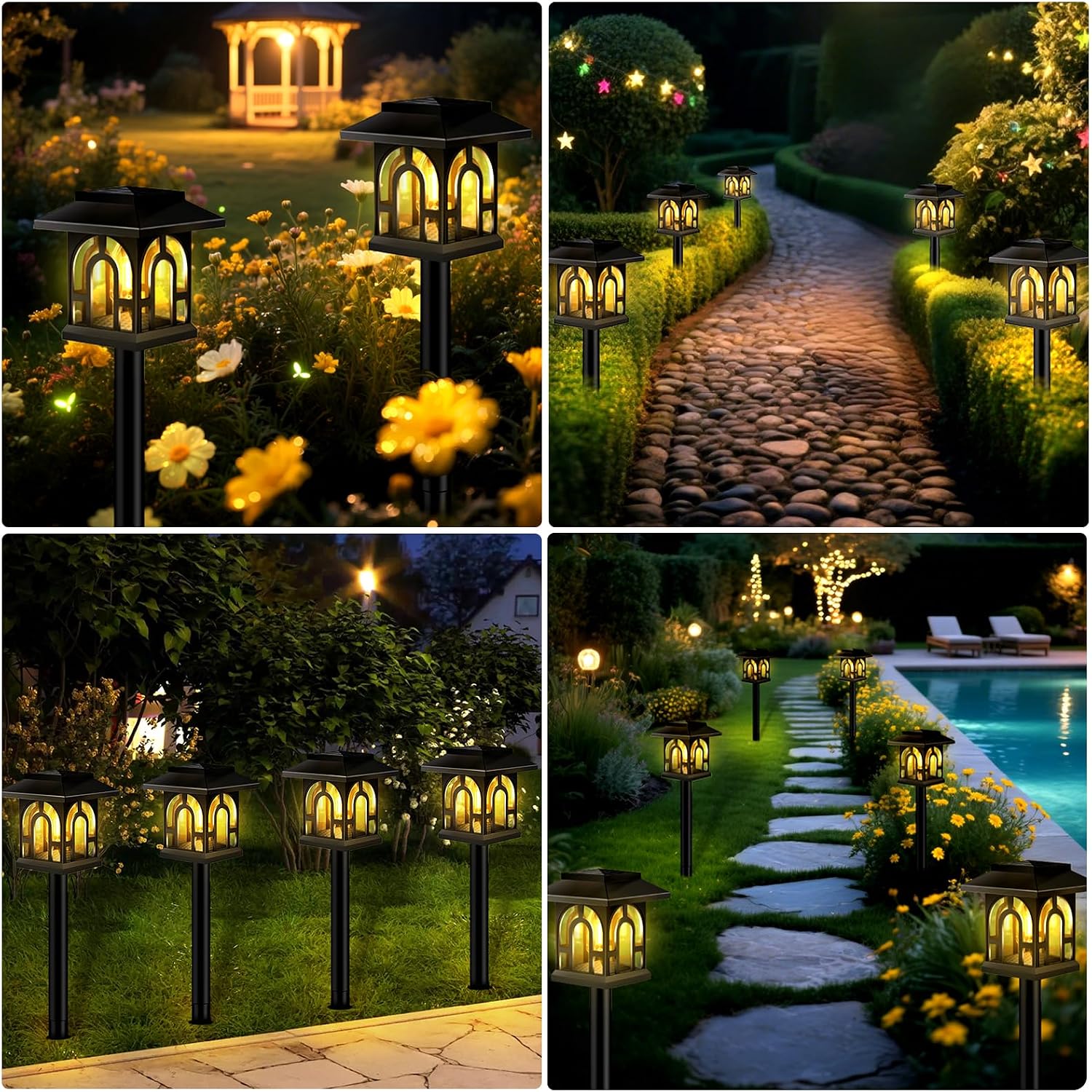 Detalle de Caldarax set da 8 luci solari da esterni IP65 (bianca calda) per vialetti e giardino