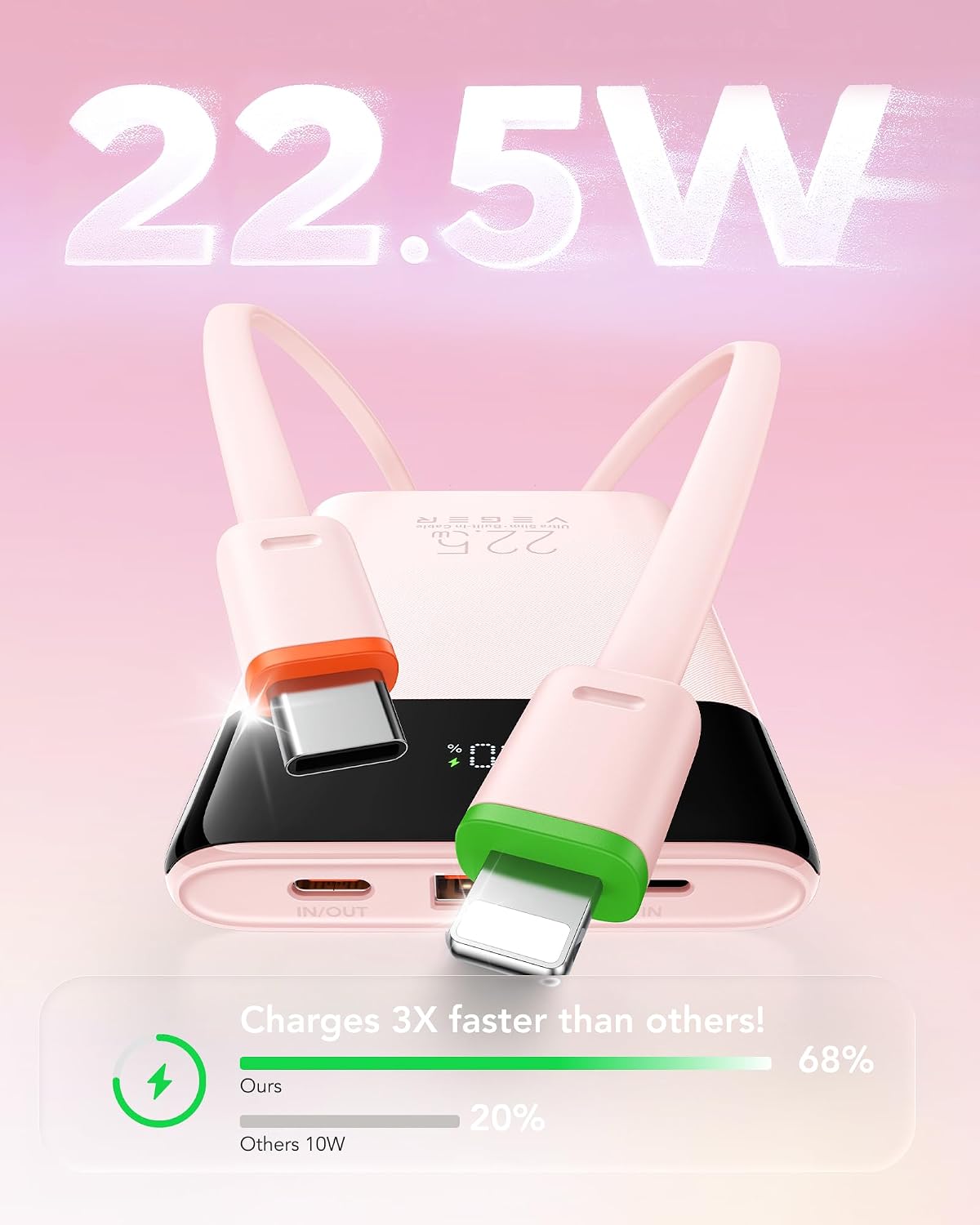 Detalle de VEGER Portable Charger with Built-in Cables