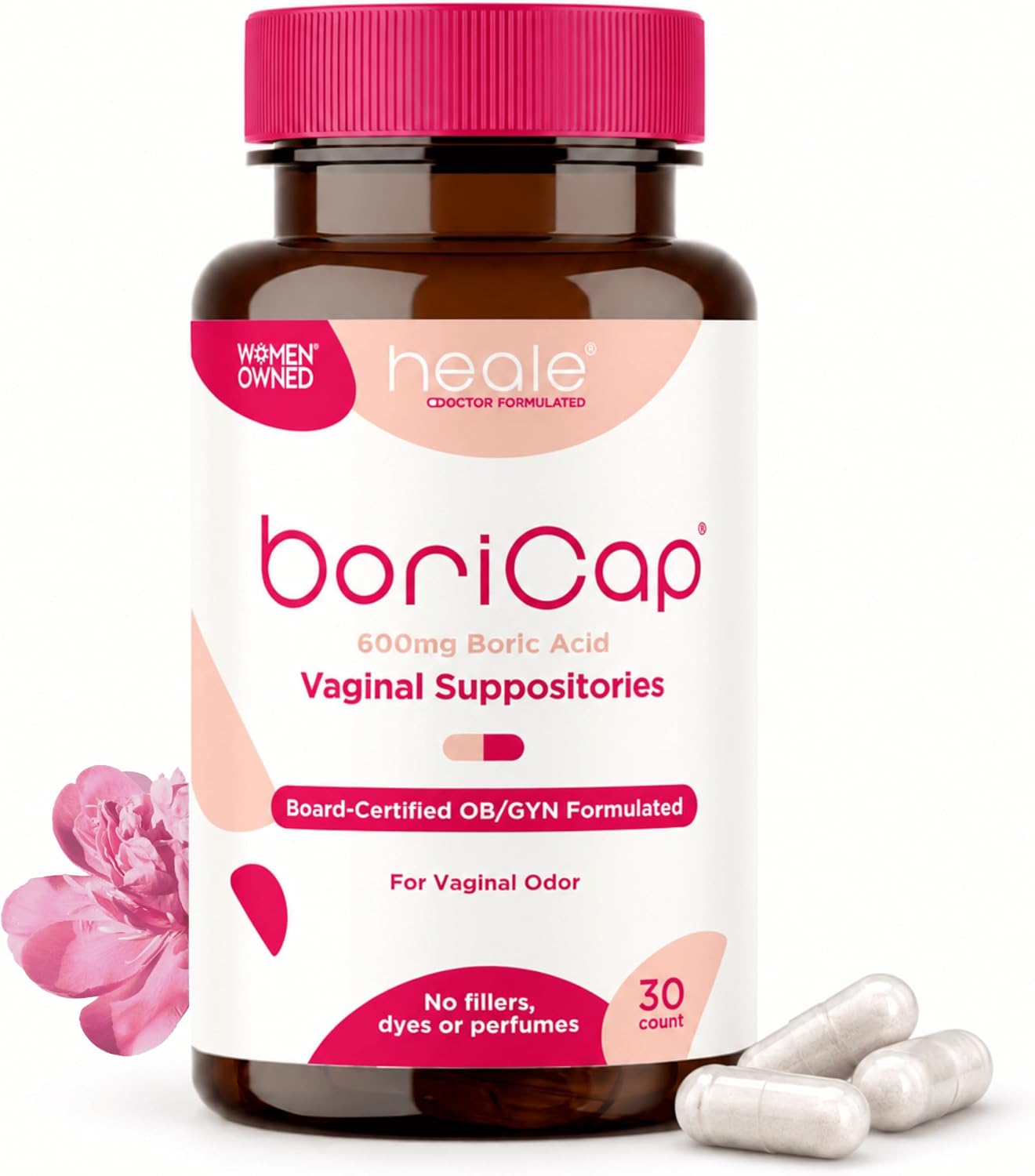Detalle de BoriCap 600mg Boric Acid Suppositories for Vaginal Odor, 30-Day Supply