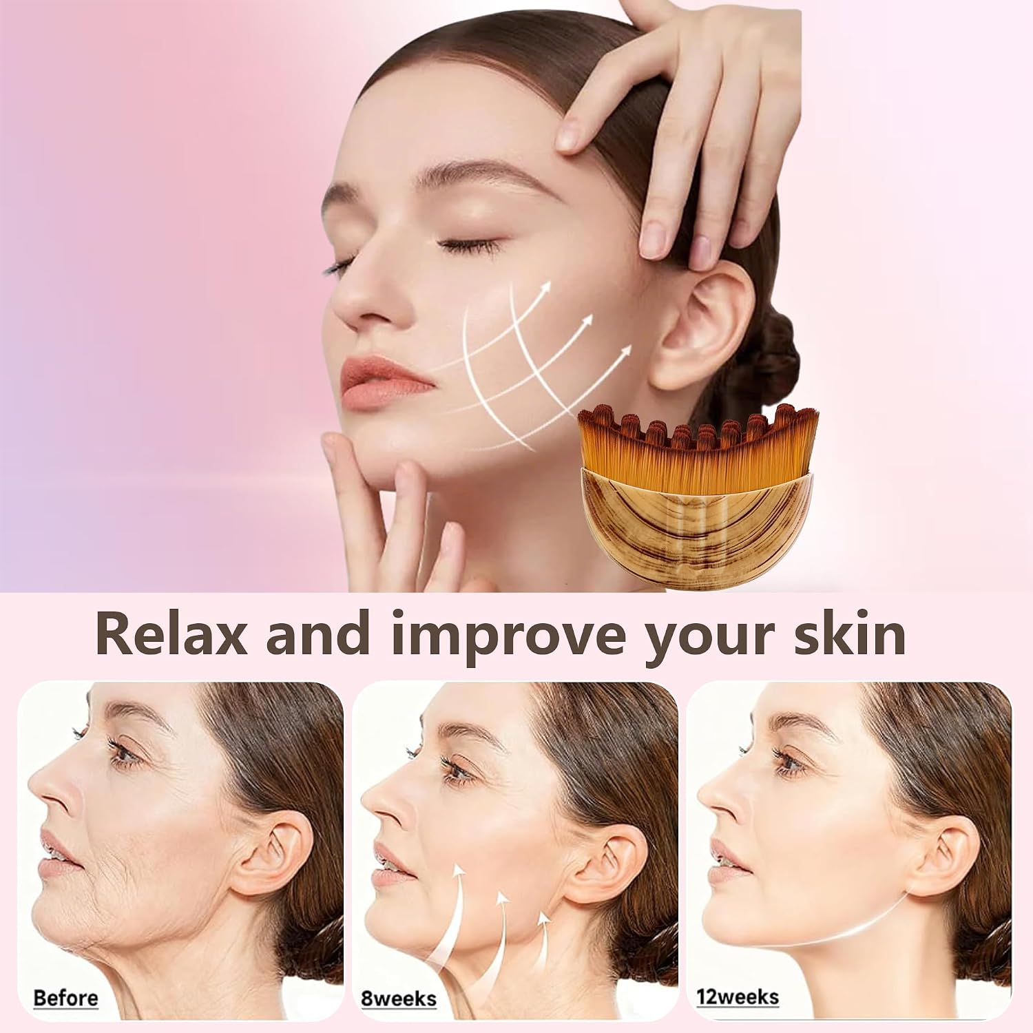 Thumbnail 1 de Lymphatic Contour Face Brush (2-PCS): Super Soft Manual Lymphatic Drainage Massager for Sculpting, Fatigue Relief, and Puffiness Reduction
