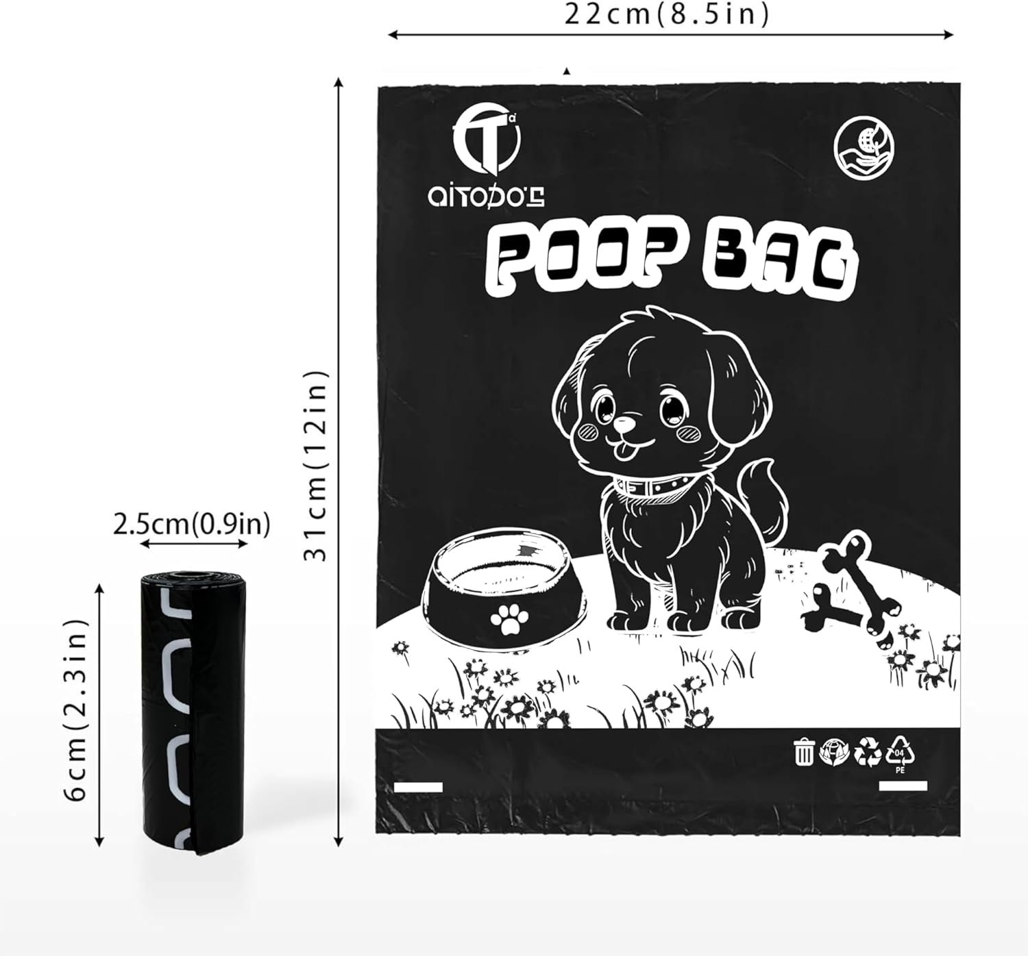 Thumbnail 1 de AiTodos 600 pièces sacs à crottes pour chien 31 x 23 cm