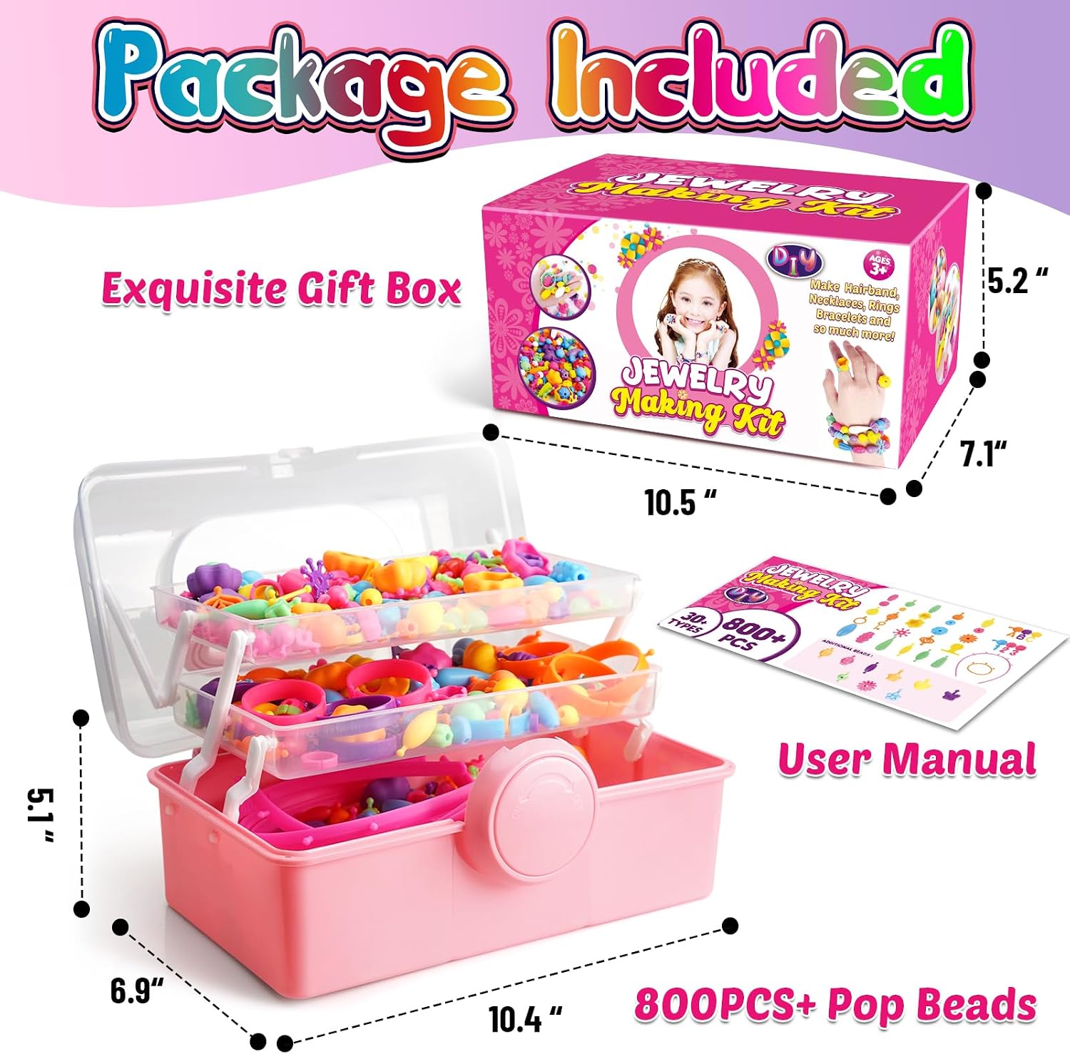 Thumbnail 4 de FUNZBO Pop Bead Jewelry Kit, 850 Pieces