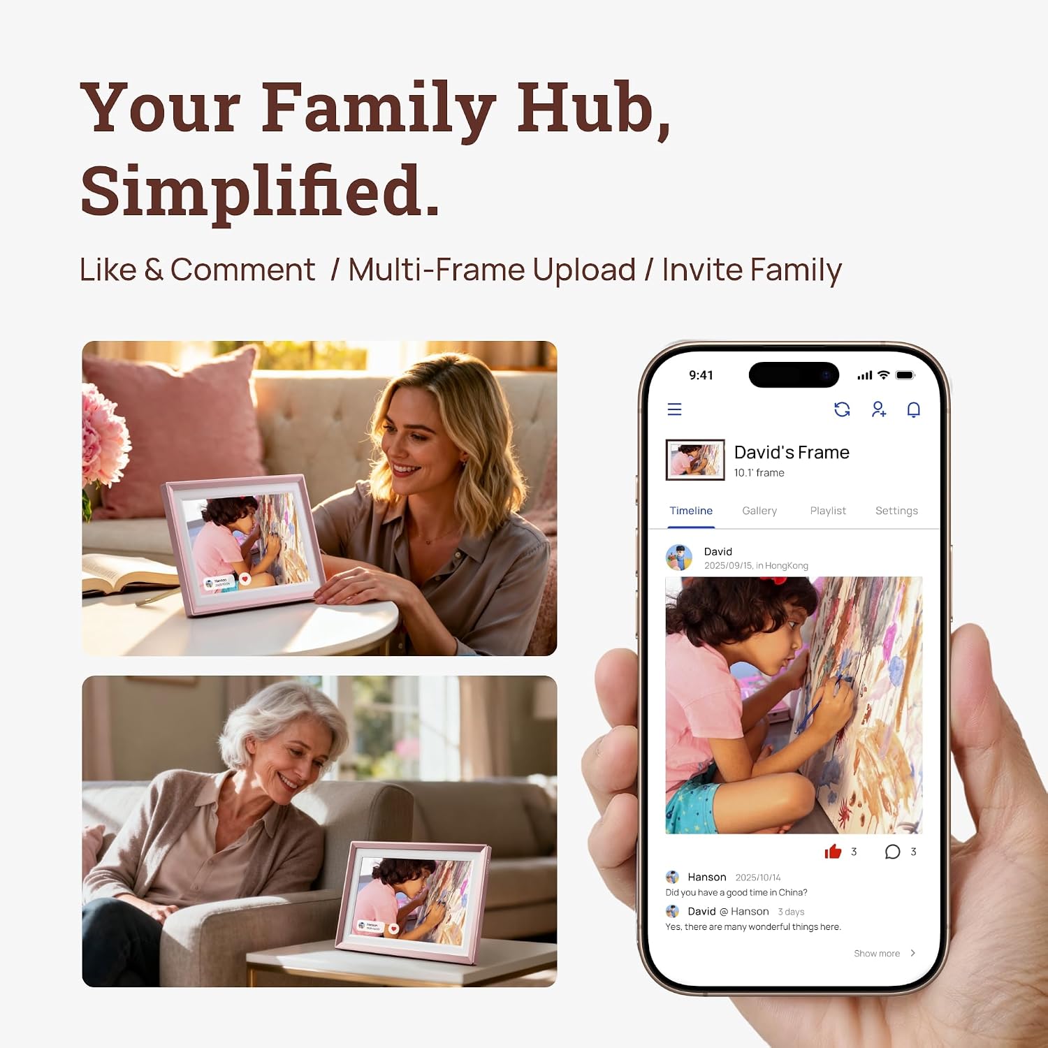 Detalle de ARZOPA 10.1" Rose Gold Metal Digital Photo Frame with Unlimited Cloud Storage
