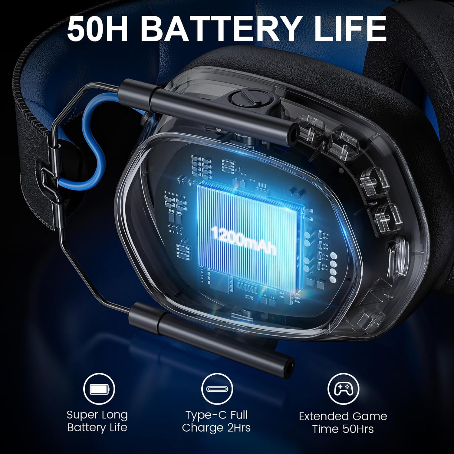 Thumbnail 4 de Wireless Gaming Headset 50mm 50H Battery