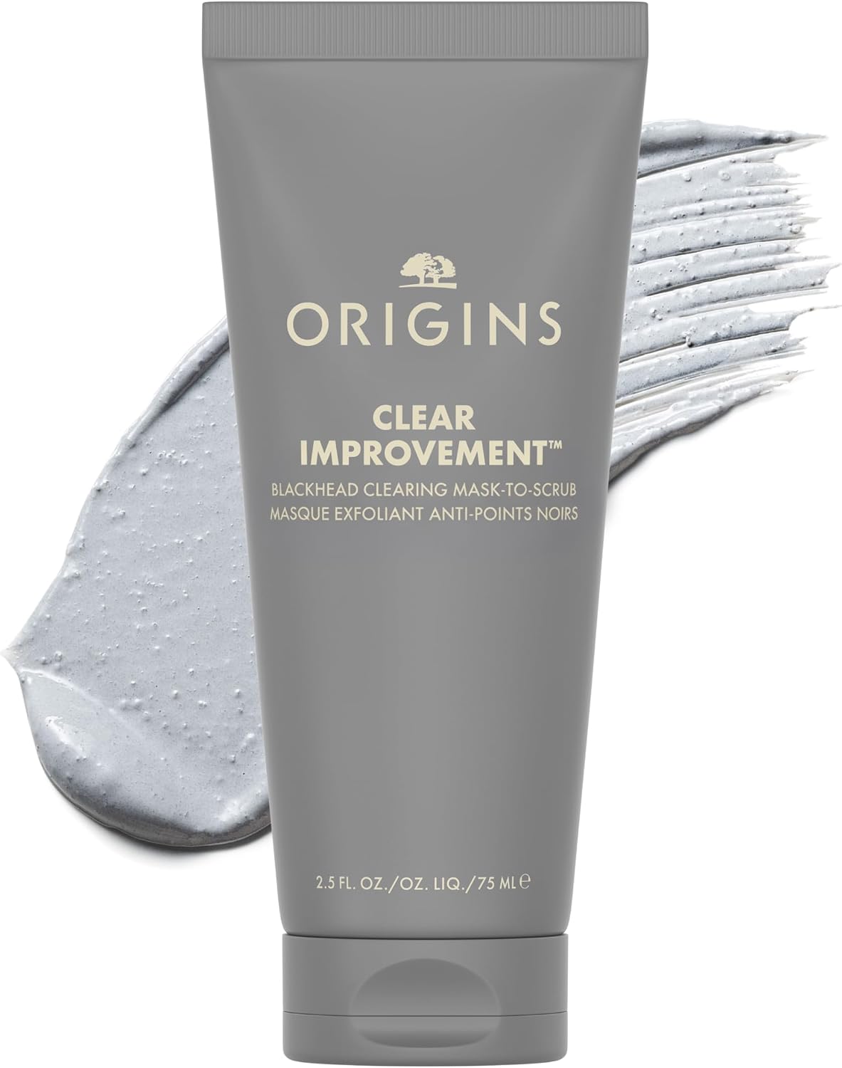 Origins Clear Improvement Blackhead Clearing Face Mask & Scrub – Maschera viso con Acido Salicilico e Carbone di Bambù, 75 ml