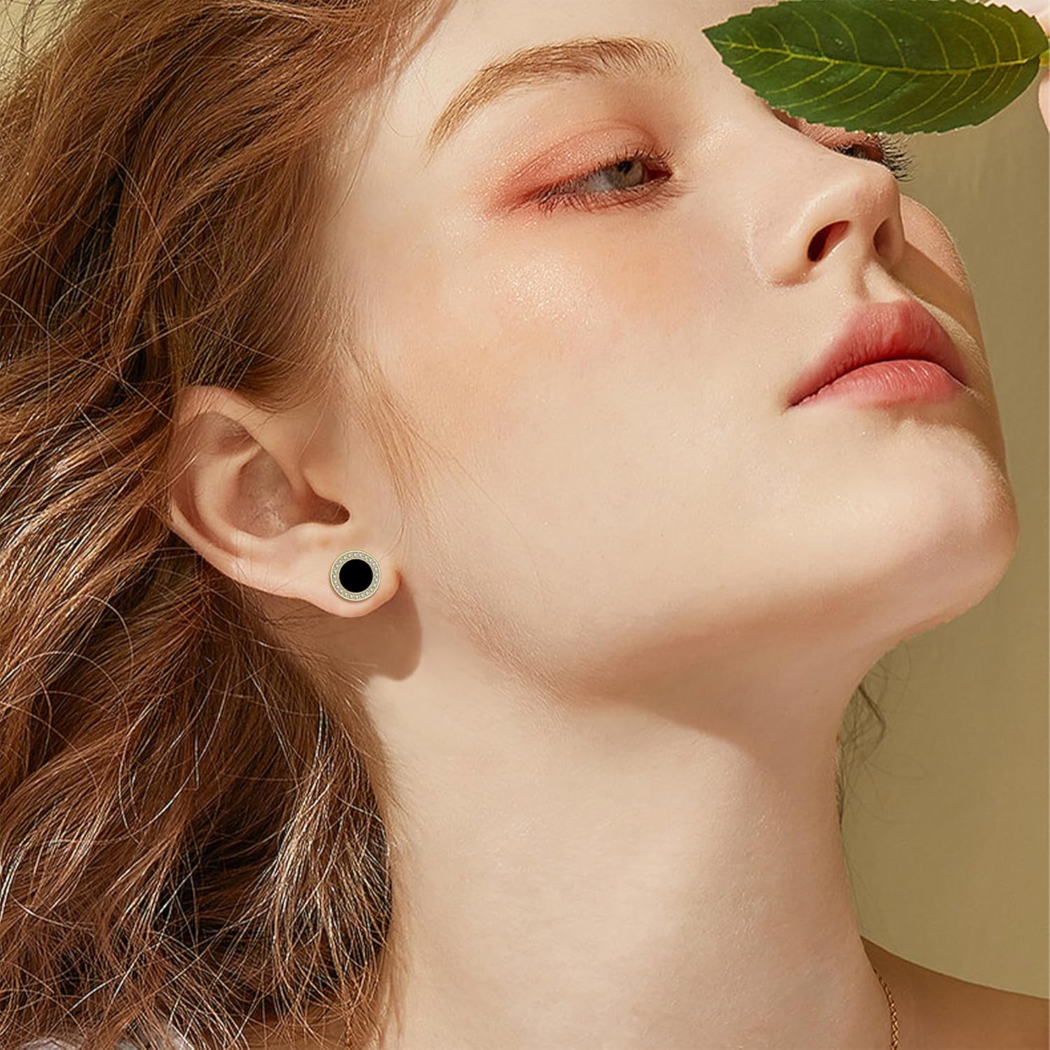 Detalle de Micory Schwarz Ohrringe Silber 925 mit Zirkonia – hypoallergene Ohrstecker