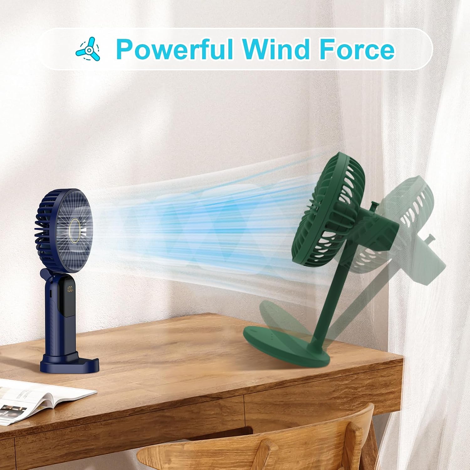Thumbnail 6 de Rechargeable 5000mAh handheld fan with 5 speeds