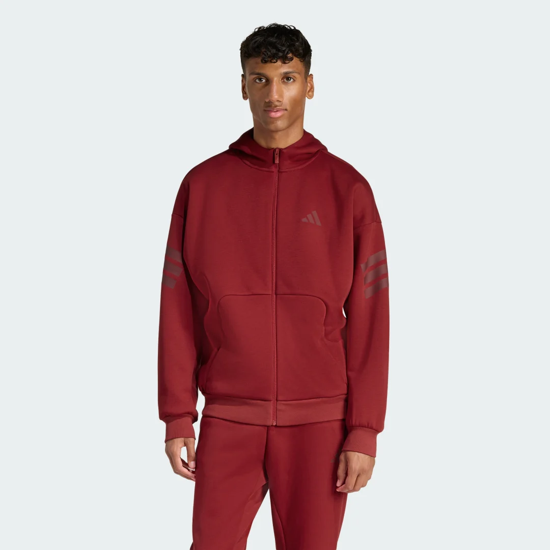 Detalle de Chaqueta con capucha Future Icons 3 bandas de Adidas (Burgundy)