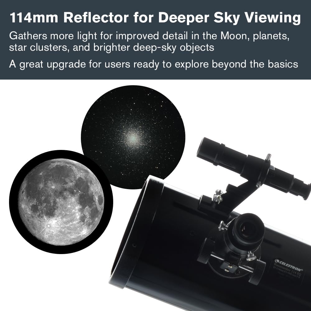 Thumbnail 4 de Celestron 21045 PowerSeeker 114EQ Reflector Telescope – Monture équatoriale, entrée