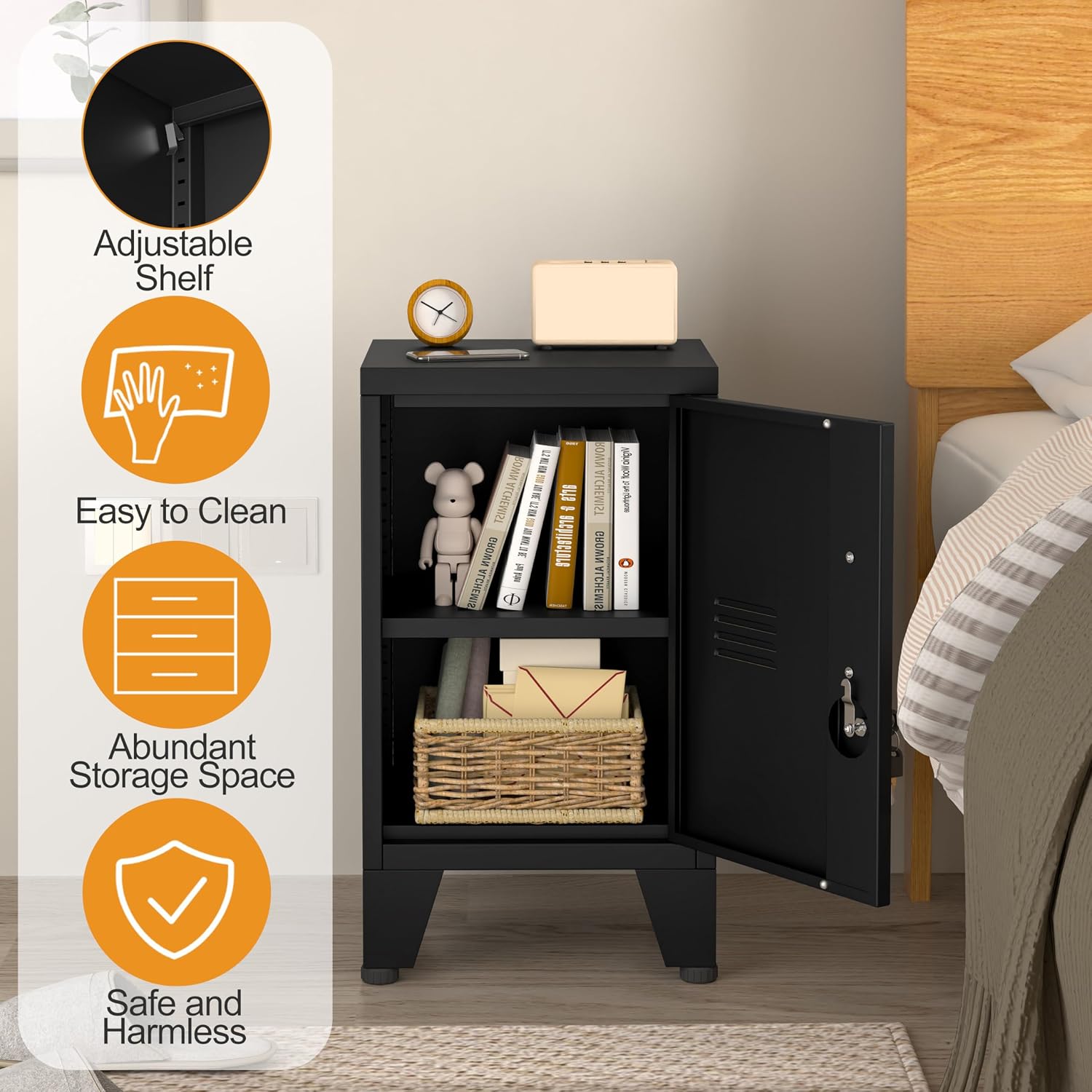 Detalle 2 de pozdeg PD-VINE-Black-FBA 24.5-Inch Lockable Steel Storage Locker