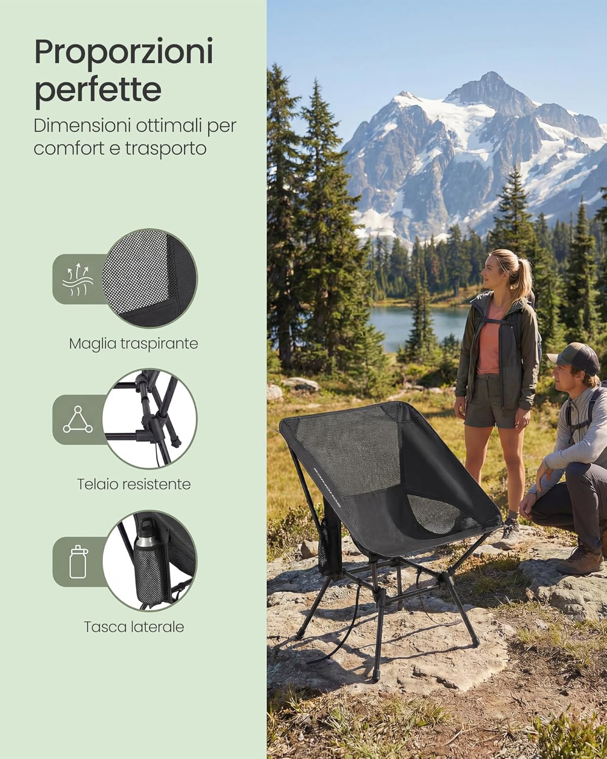 Thumbnail 4 de Songmics Sedie da Campeggio – Set da 2 Sedie da Esterno, Altezza Regolabile, Struttura in Acciaio, Portata 150 kg, Nero (GCB052BZ01)