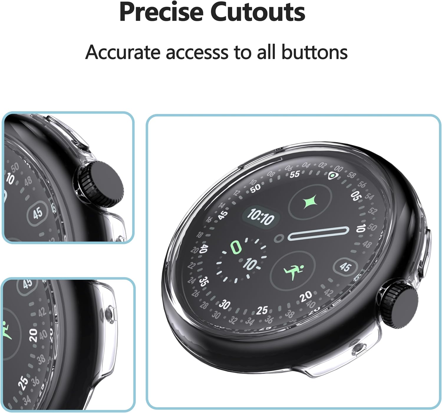 Thumbnail 3 de WFTE 2 Pack for Google Pixel Watch 4 45MM Case with Tempered Glass Screen Protector