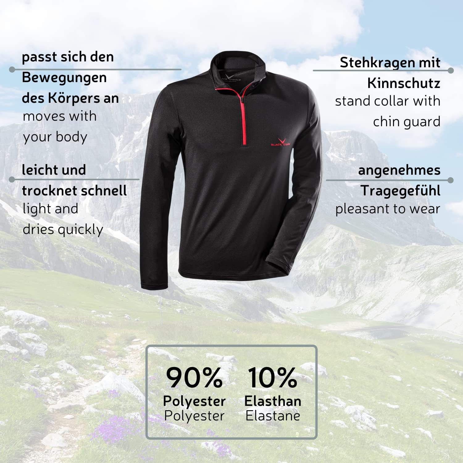 Detalle de Black Crevice – Maglietta da Uomo: comfort, traspirabilità e versatilità per outdoor