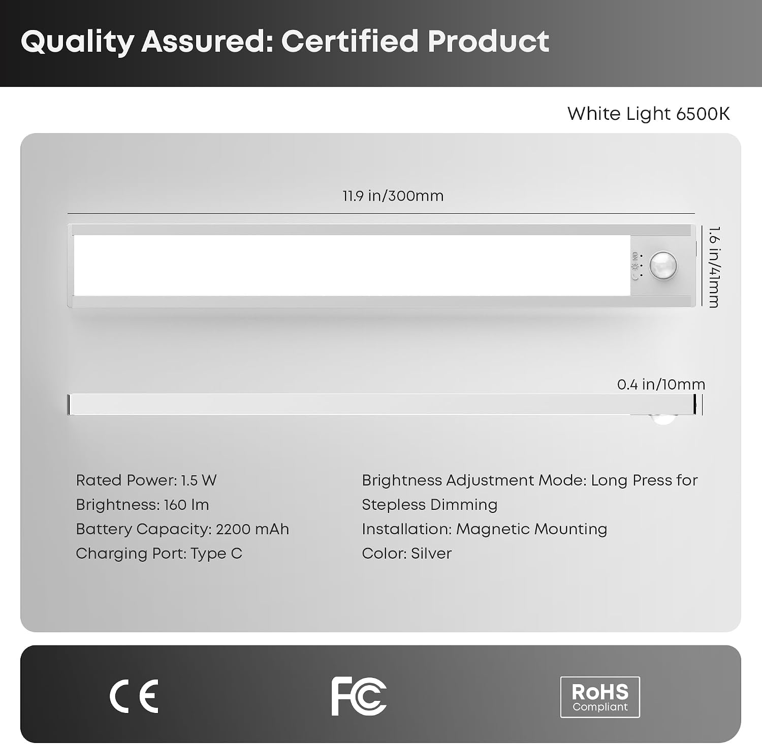 Thumbnail 6 de Lampe Placard sans Fil Rechargeable LROLTEF 30 cm – Cuisine sous meuble, 6500K