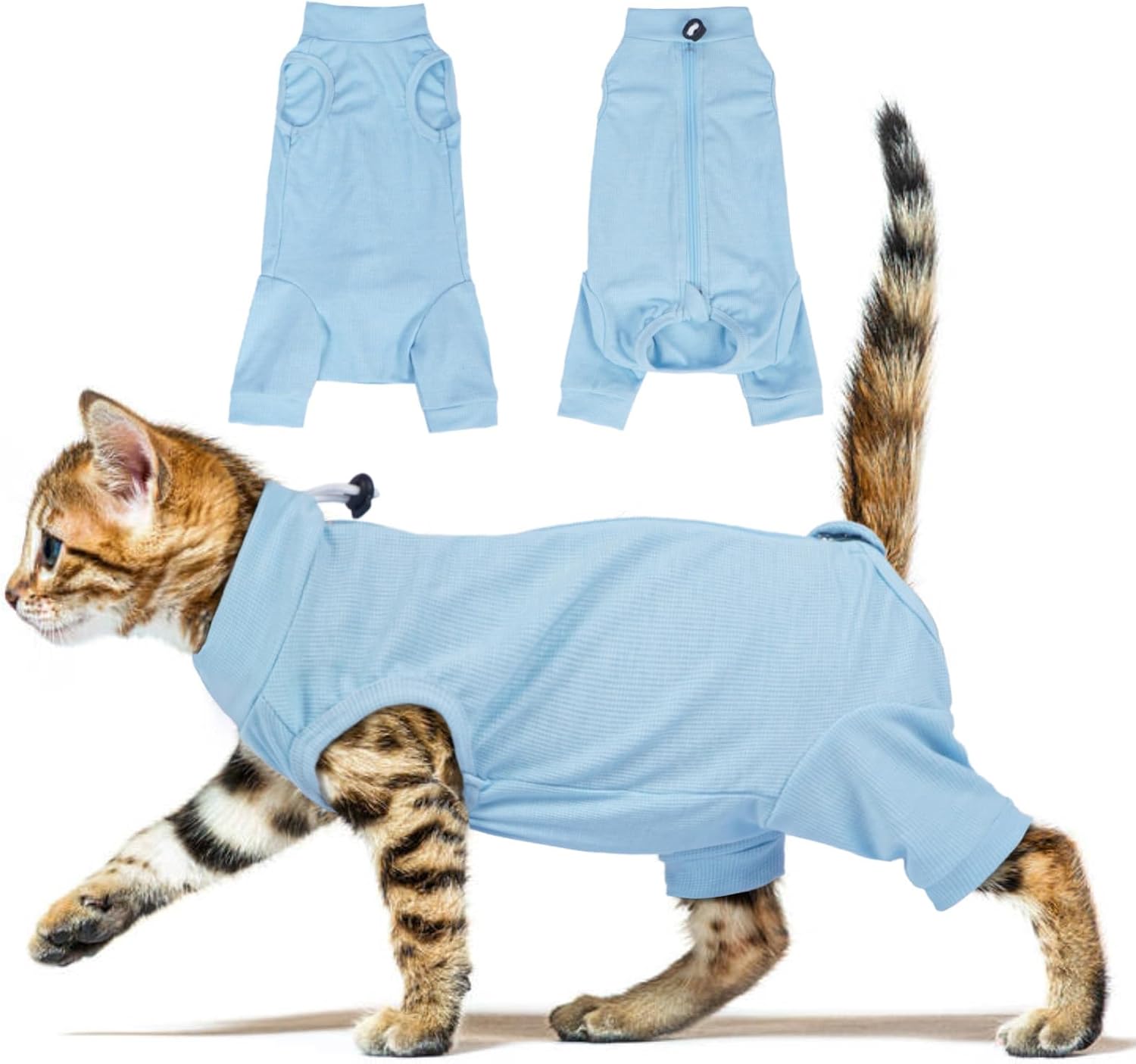 Detalle de OUOBOB Cat Recovery Suit with Hind Legs – Breathable post-surgery onesie for abdominal wounds