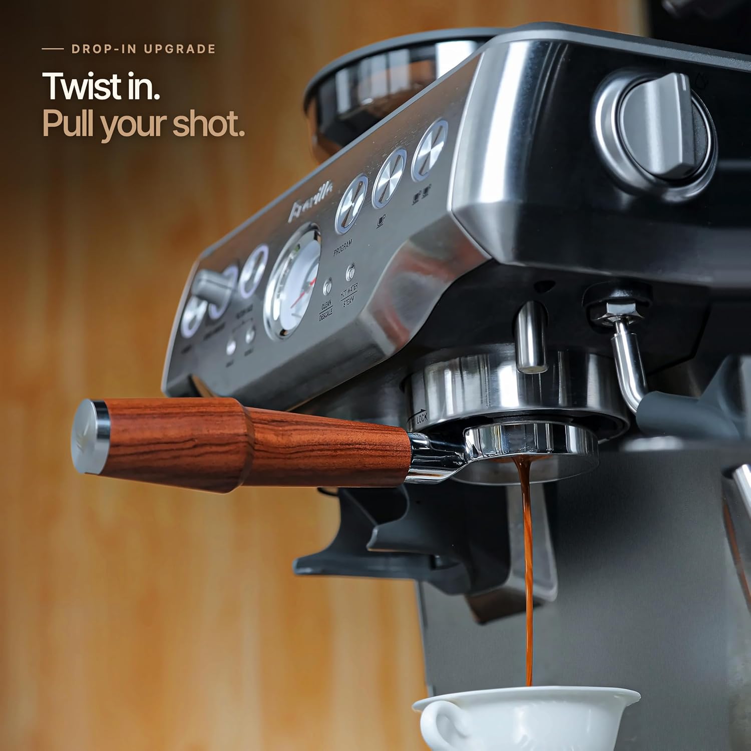 Detalle 1 de KNODOS KNODOS001W 54 mm Bottomless Portafilter with Rosewood Handle