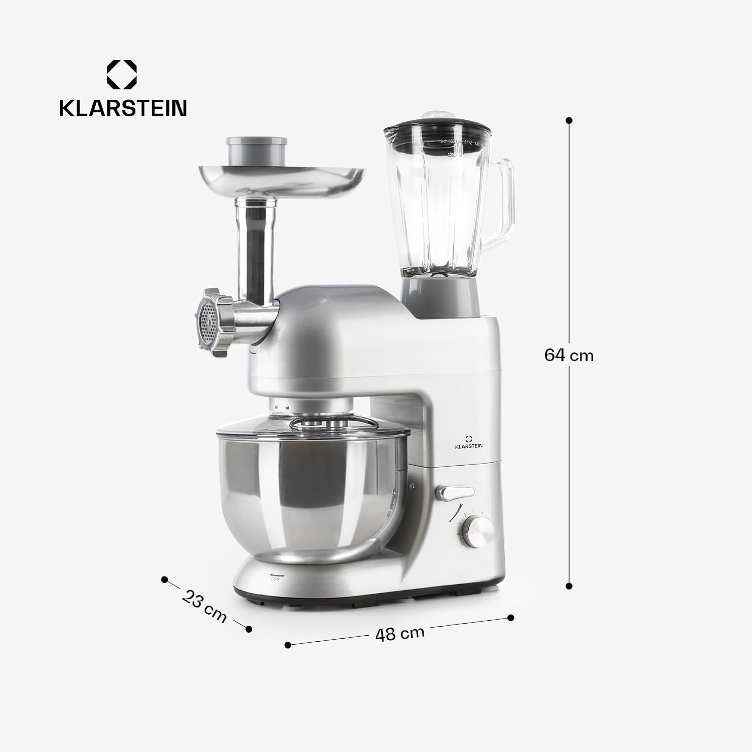 Thumbnail 6 de Klarstein Lucia Argentea matberedare, 1800 W, 5 l, köttkvarn och mixer