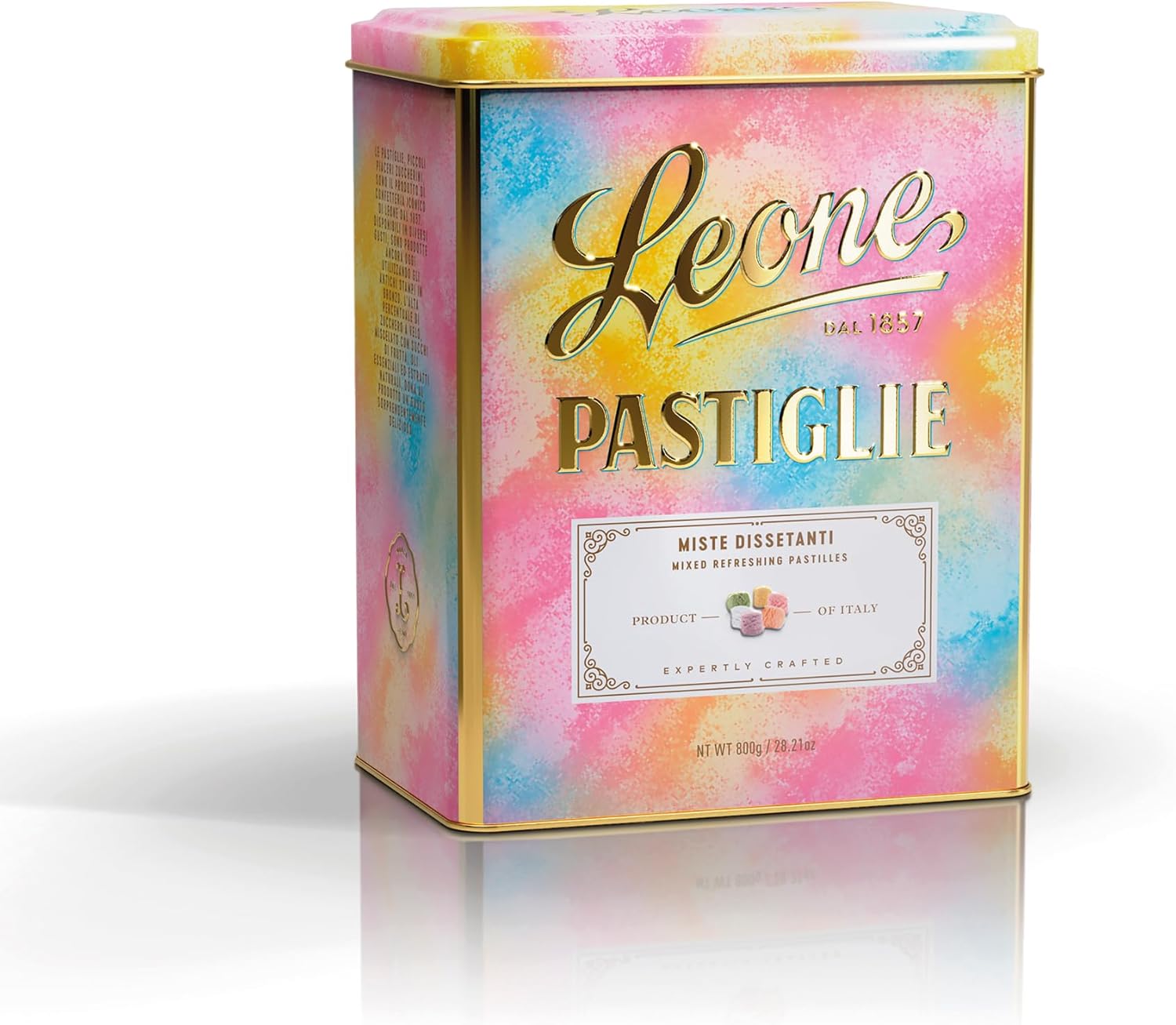 Detalle de Leone dal 1857 Latta Pastiglie Leomne Miste Dissetanti 800 g: vegane e senza glutine, gusto tradizionale