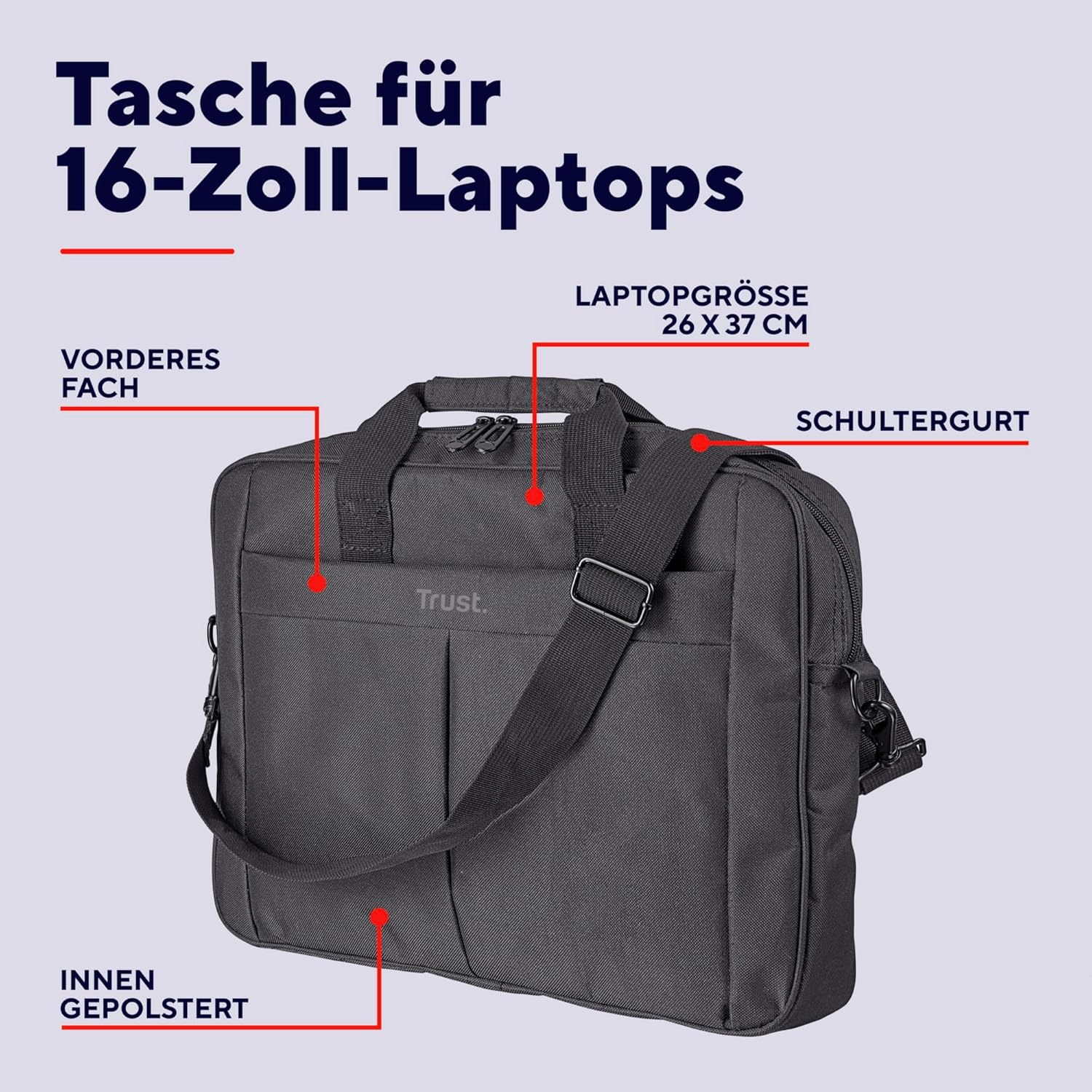 Thumbnail 1 de Trust Primo Laptoptasche 16 Zoll