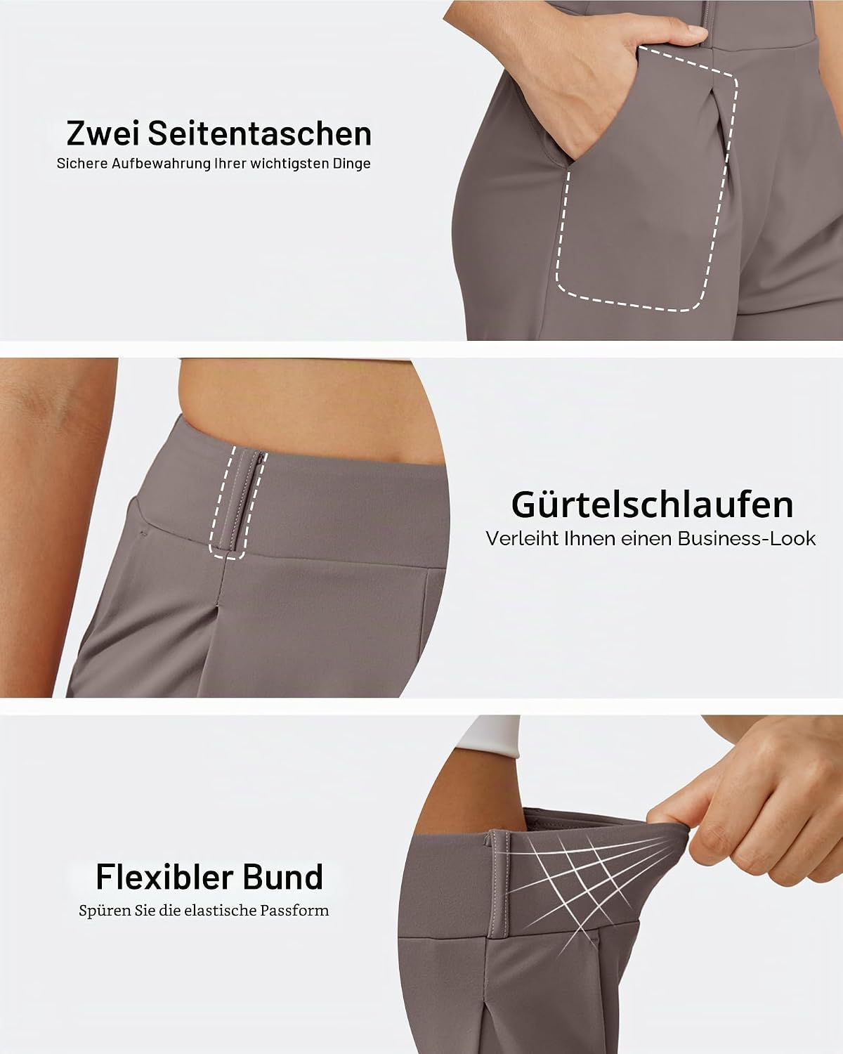 Thumbnail 4 de G4Free Damen Shorts mit Taschen – Hoch taillierte, weite Beinform Sporthose für Alltag und Freizeit