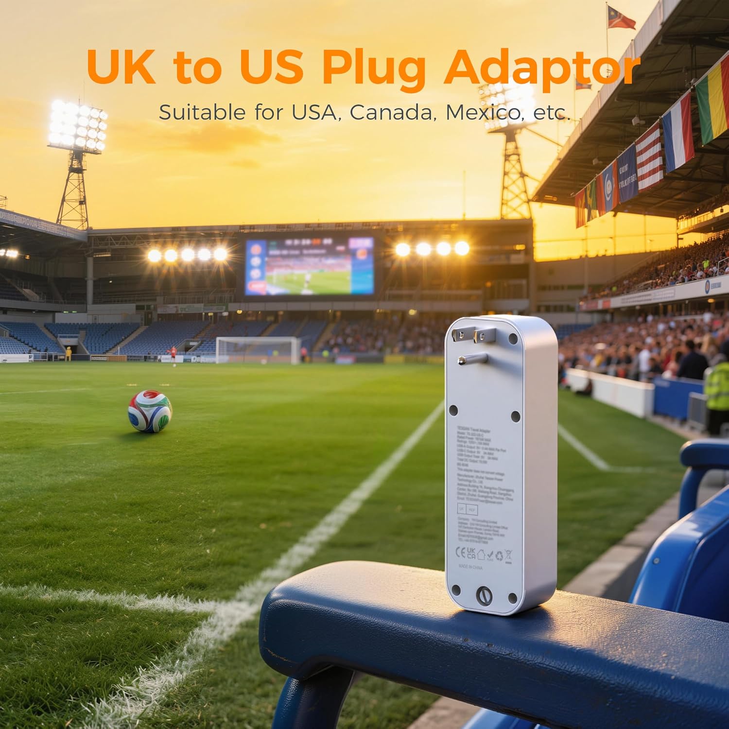 Thumbnail 1 de TESSAN UK to US Plug Adaptor with USB‑C, 3 ports 🔌