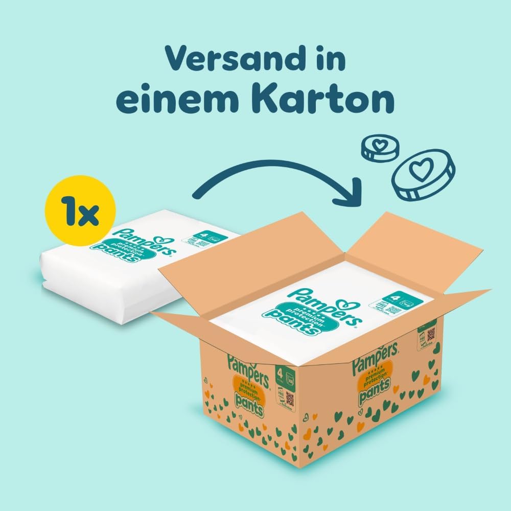 Detalle de Pampers Premium Protection Pants Größe 4 – 168 Windeln mit 360° Passform und Anti-Auslaufbündchen