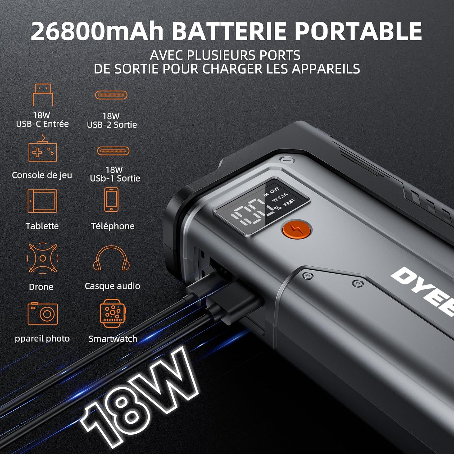 Thumbnail 4 de DYEETIC Booster batterie voiture 7000A